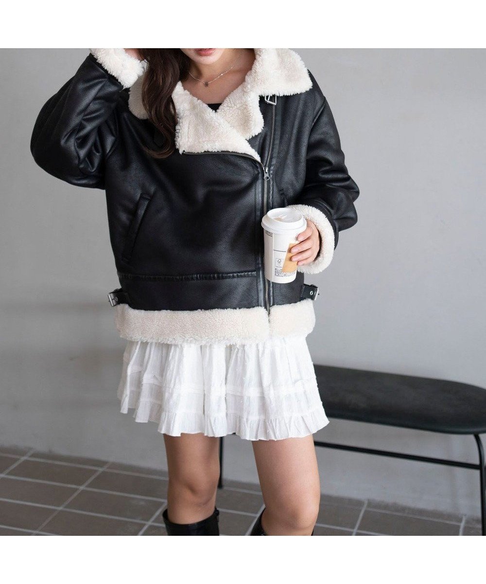 【ウィゴー/WEGO】の【25年秋冬新作】フェイクムートンボアジャケット インテリア・キッズ・メンズ・レディースファッション・服の通販 founy(ファニー) 　ファッション　Fashion　レディースファッション　Fashion for Women　アウター　Coat / Outerwear Collection　レディースジャケット・軽アウター　Jackets　ブルゾンジャケット・スポーティアウター　Blouson Jackets　春　Spring　秋　Autumn　ジャケット　Jacket, Outerwear　スマホ　Smartphone, Mobile Device　デニム　Denim, Jeans Material　トレンド　Trend, Trending Now　定番　Standard, Basic Item　ハイネック　High Neck, Mock Neck　ブルゾン　Blouson, Bomber Jacket　防寒　Cold Protection, Winter-Ready　冬　Winter / This Winter　A/W・秋冬　Autumn/Winter　夏　Summer　ブラック|ID: prp329100004653403 ipo3291000000035630534