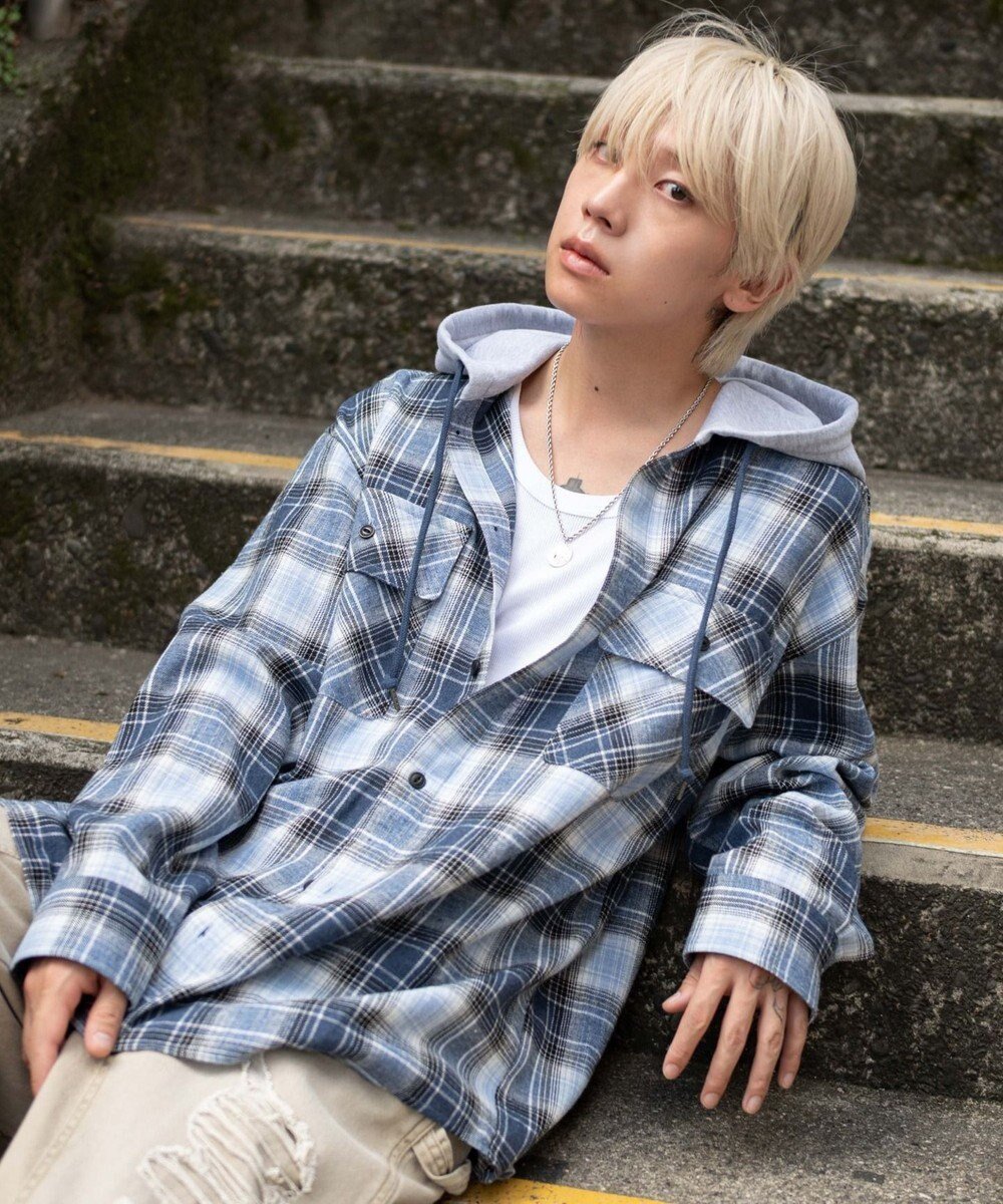 【ウィゴー/WEGO】の【25年秋冬新作/ユニセックス着用ITEM/MLサイズ展開】オンブレチェックフードネルシャツ(LS) インテリア・キッズ・メンズ・レディースファッション・服の通販 founy(ファニー) 　ファッション　Fashion　レディースファッション　Fashion for Women　トップス・カットソー　Cut & Sew Tops　シャツ・ブラウス・オフィスカジュアル　Elegant Blouses & Button-Ups　ヴィンテージ　Vintage Style　カーゴパンツ　Cargo Pants, Utility Pants　スマホ　Smartphone, Mobile Device　トレンド　Trend, Trending Now　ドッキング　Docking, Mixed Material　長袖　Long Sleeve, Full Sleeve　羽織　Haori, Light Jacket　ミニスカート　Mini Skirt, Short Skirt　リラックス　Relax, Relaxed Fit　ルーズ　Loose, Oversized　ワイド　Wide, Wide Fit　A/W・秋冬　Autumn/Winter　おすすめ　Recommended / Our Picks　ブルーチェック1|ID: prp329100004653411 ipo3291000000034656842