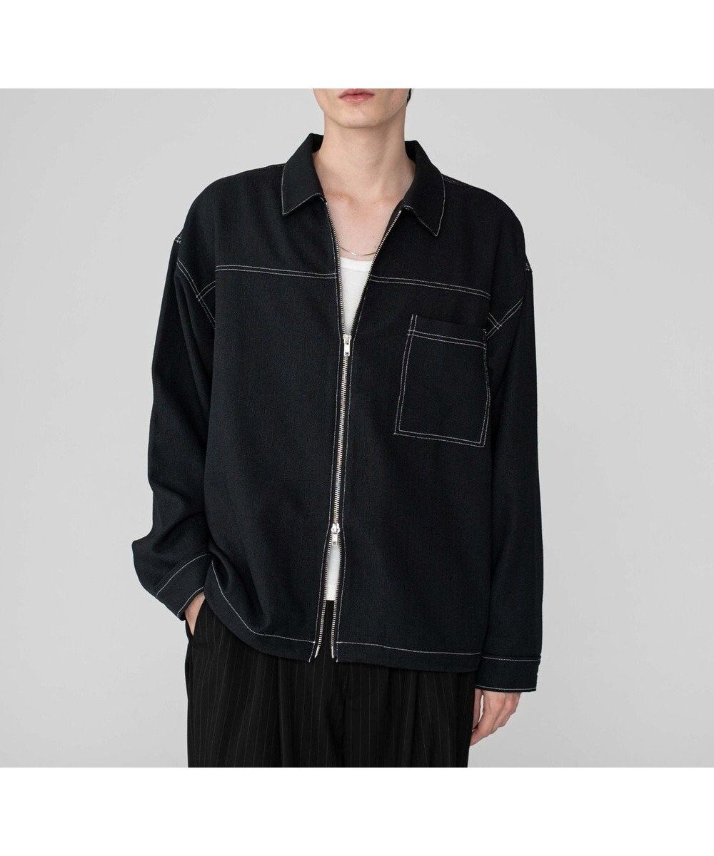 【ウィゴー/WEGO】の【ユニセックス着用ITEM/MLサイズ展開】カラーステッチシャツジャケット インテリア・キッズ・メンズ・レディースファッション・服の通販 founy(ファニー) 　ファッション　Fashion　レディースファッション　Fashion for Women　アウター　Coat / Outerwear Collection　レディースジャケット・軽アウター　Jackets　ブルゾンジャケット・スポーティアウター　Blouson Jackets　シンプル　Simple, Minimal　ジャケット　Jacket, Outerwear　スタイリッシュ　Stylish, Fashionable　スマホ　Smartphone, Mobile Device　スラックス　Slacks, Dress Pants　ダブル　Double, Double-Breasted　デニム　Denim, Jeans Material　長袖　Long Sleeve, Full Sleeve　フレア　Flare, Flared　ブルゾン　Blouson, Bomber Jacket　羽織　Haori, Light Jacket　メンズ　Men's, Menswear　A/W・秋冬　Autumn/Winter　新作・新入荷　New Arrivals / New In　エレガント 上品　Elegant　ブラック|ID: prp329100004653427 ipo3291000000033633795