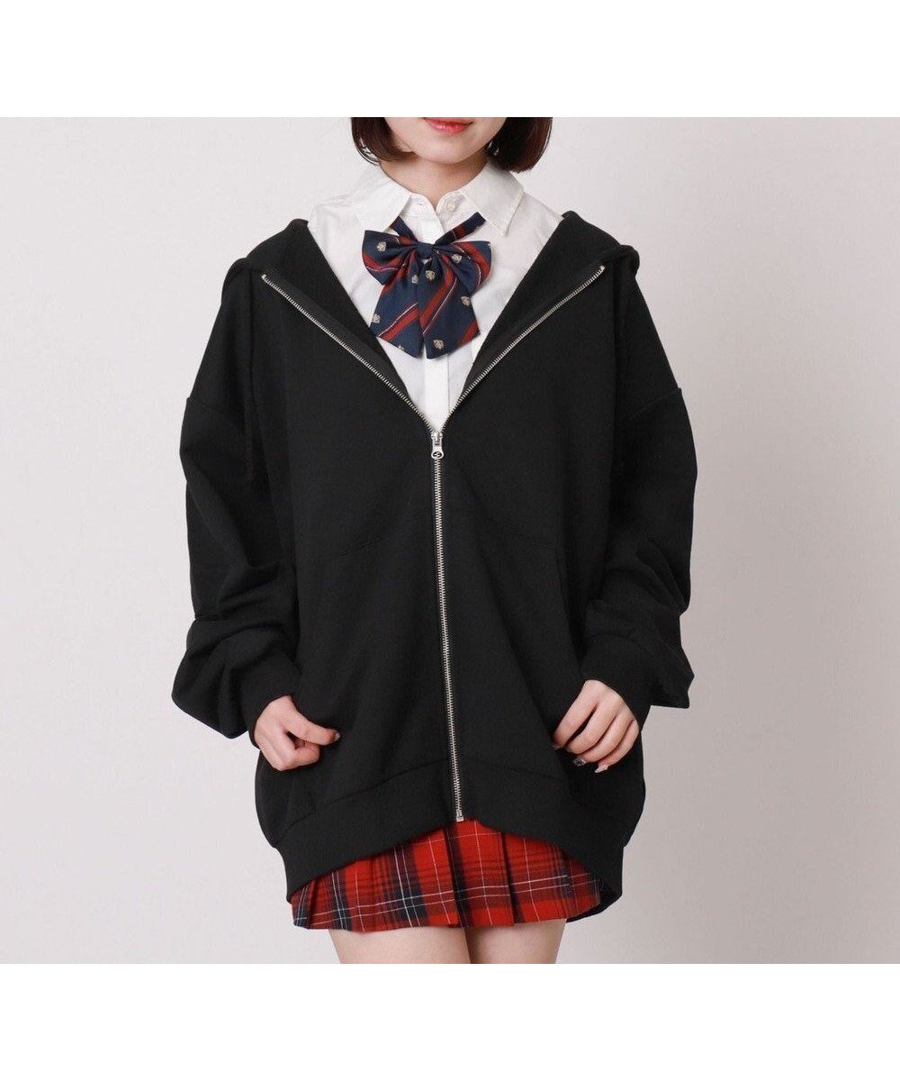 【ウィゴー/WEGO】の【SCHOOLITEM】ルーズフィットZIPパーカー インテリア・キッズ・メンズ・レディースファッション・服の通販 founy(ファニー) 　ファッション　Fashion　レディースファッション　Fashion for Women　トップス・カットソー　Cut & Sew Tops　レディースパーカー・カジュアルフーディー　Casual Hoodies & Sweatshirts　新作・新入荷　New Arrivals / New In　2025年　2025　2025-2026秋冬・A/W　Autumn/Winter 2025–26 AW25–26　スマホ　Smartphone, Mobile Device　セットアップ　Set-Up, Coordinated Outfit　パーカー　Hoodie, Parka　人気　Popular, Best Seller　冬　Winter / This Winter　無地　Plain, Solid Color　A/W・秋冬　Autumn/Winter　ブラック|ID: prp329100004653447 ipo3291000000033633929