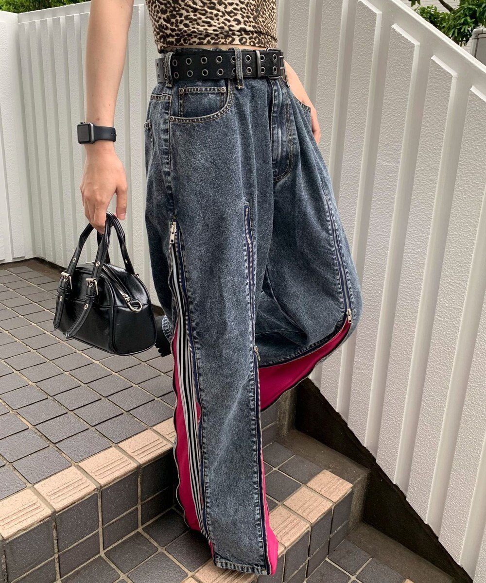 【ウィゴー/WEGO】の【ユニセックス着用ITEM】ジャージドッキングZIPデニムパンツ インテリア・キッズ・メンズ・レディースファッション・服の通販 founy(ファニー) 　ファッション　Fashion　レディースファッション　Fashion for Women　パンツ　Pants & Trousers　デニムパンツ・ジーンズ・美脚デニム　Denim Jeans & Pants　新作・新入荷　New Arrivals / New In　デニム　Denim, Jeans Material　ドッキング　Docking, Mixed Material　フロント　Front, Front Design　リメイク　Remake, Reconstructed　夏　Summer　春　Spring　S/S・春夏　SS, Spring/Summer, Warm Season　ピンク|ID: prp329100004653966 ipo3291000000033639928