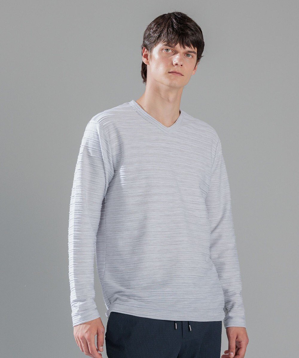 【ジョゼフ オム/JOSEPH HOMME / MEN】のストームリップル Vネックカットソー インテリア・キッズ・メンズ・レディースファッション・服の通販 founy(ファニー) 　ファッション　Fashion　メンズファッション　Fashion for Men　トップス・カットソー　Cut & Sew Tops　メンズシャツ　Shirts　インナー　Innerwear　カットソー　Cut and Sewn Top　スリーブ　Sleeve, Long Sleeve / Short Sleeve　ベーシック　Basic, Essential　メランジ　Melange, Mixed Yarn　レギュラー　Regular, Standard Fit　ロング　Long, Long-Length　定番　Standard, Basic Item　A/W・秋冬　Autumn/Winter　長袖　Long Sleeve, Full Sleeve　ライトグレー系|ID: prp329100004653985 ipo3291000000033640221