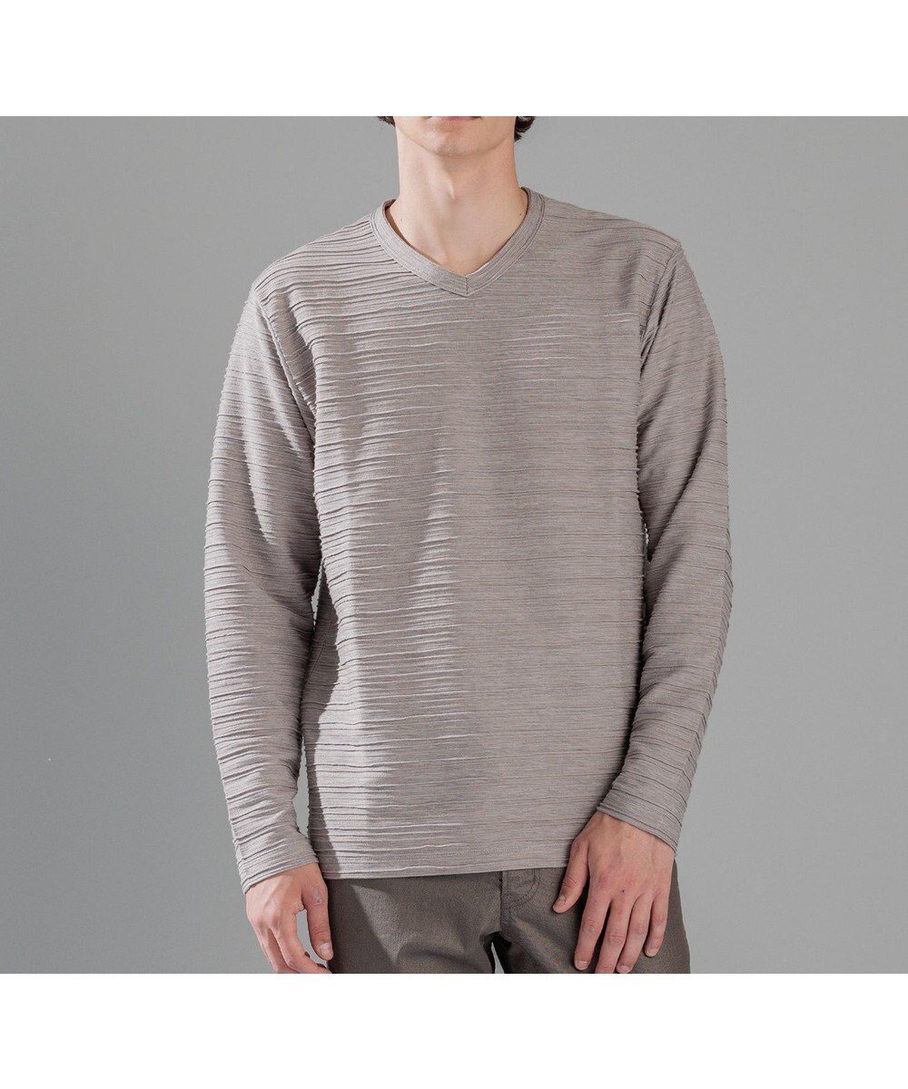 【ジョゼフ オム/JOSEPH HOMME / MEN】のストームリップル Vネックカットソー インテリア・キッズ・メンズ・レディースファッション・服の通販 founy(ファニー) 　ファッション　Fashion　メンズファッション　Fashion for Men　トップス・カットソー　Cut & Sew Tops　メンズシャツ　Shirts　インナー　Innerwear　カットソー　Cut and Sewn Top　スリーブ　Sleeve, Long Sleeve / Short Sleeve　ベーシック　Basic, Essential　メランジ　Melange, Mixed Yarn　レギュラー　Regular, Standard Fit　ロング　Long, Long-Length　定番　Standard, Basic Item　A/W・秋冬　Autumn/Winter　長袖　Long Sleeve, Full Sleeve　ローズ系|ID: prp329100004653985 ipo3291000000034199329