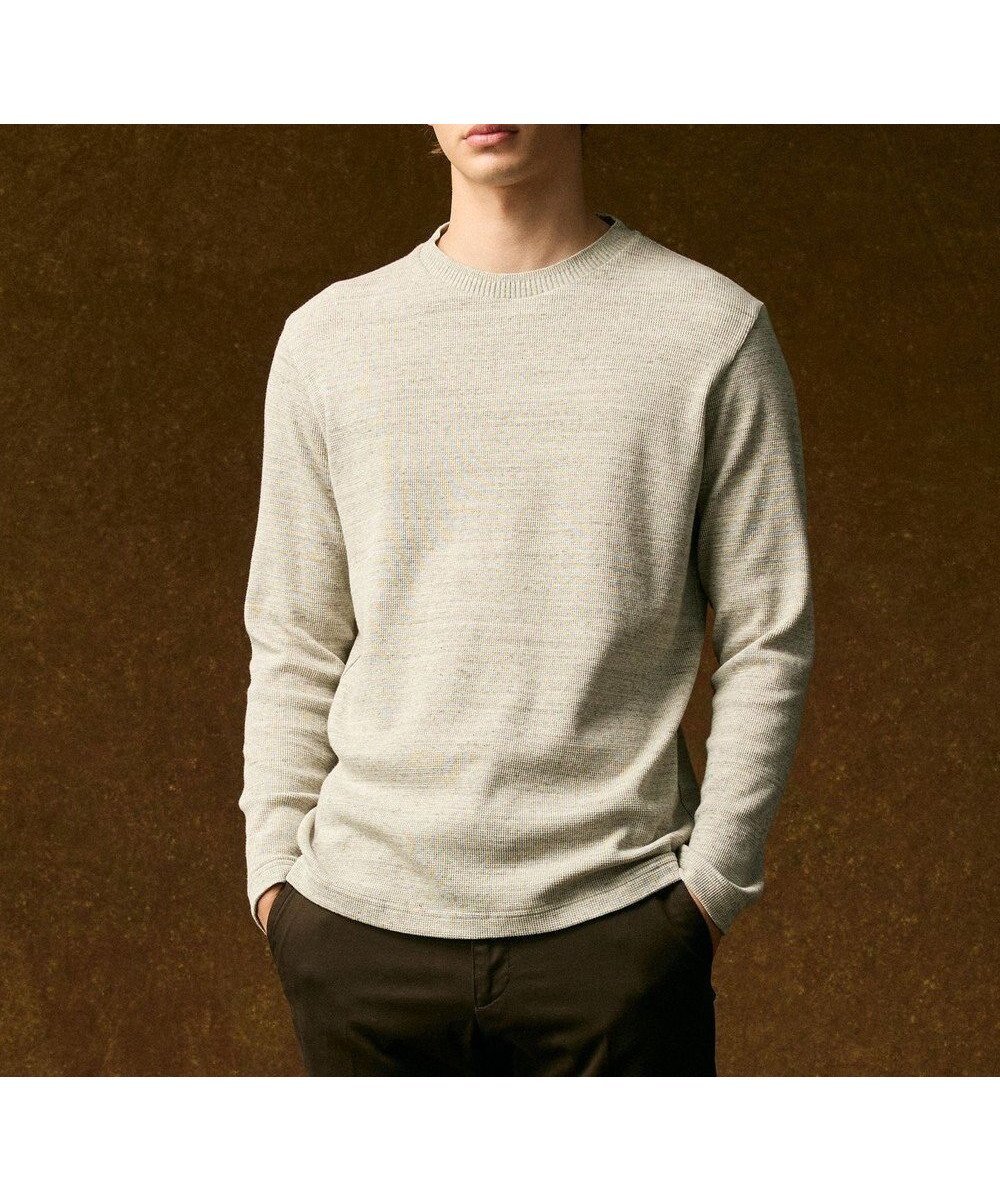 【ジョセフ アブード/JOSEPH ABBOUD / MEN】の【オリジナルオーガニックコットン使用/サスティナブル/伸縮/保形性】JOE COTTON ワッフル クルーネックTシャツ インテリア・キッズ・メンズ・レディースファッション・服の通販 founy(ファニー) 　ファッション　Fashion　メンズファッション　Fashion for Men　トップス・カットソー　Cut & Sew Tops　メンズシャツ　Shirts　インナー　Innerwear　カットソー　Cut and Sewn Top　シンプル　Simple, Minimal　ストレッチ　Stretch, Stretchy Fabric　ベーシック　Basic, Essential　リラックス　Relax, Relaxed Fit　ワッフル　Waffle, Waffle Knit　A/W・秋冬　Autumn/Winter　おすすめ　Recommended / Our Picks　ベージュ系|ID: prp329100004653988 ipo3291000000034177311