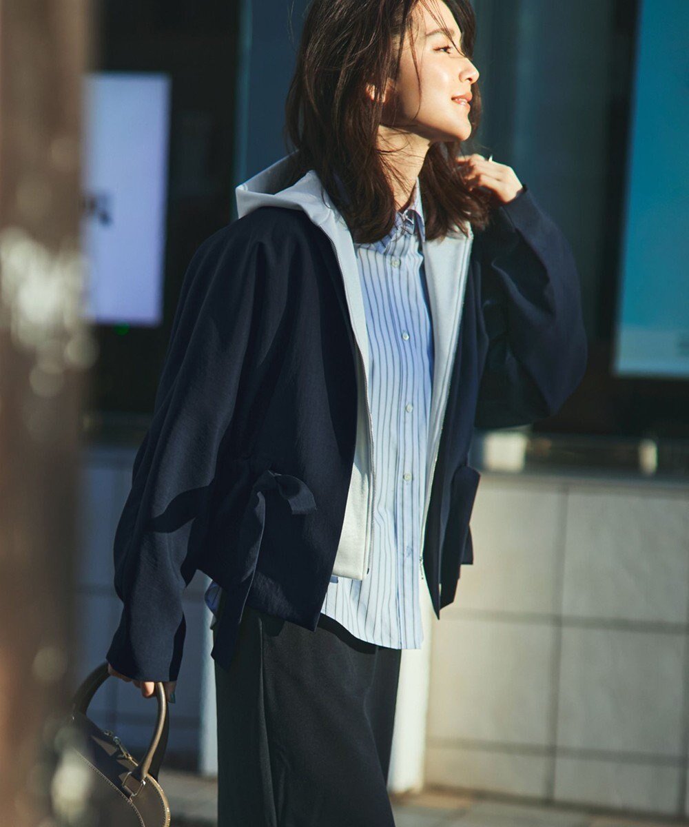 【ベイジ,/BEIGE,】の【洗える・VERY掲載】PORDIC / ドロスト付きノーカラージャケット インテリア・キッズ・メンズ・レディースファッション・服の通販 founy(ファニー) 　雑誌掲載アイテム　Magazine Picks & Fashion Features　ファッション雑誌　Fashion Magazines　ヴェリィ　VERY　ファッション　Fashion　レディースファッション　Fashion for Women　アウター　Coat / Outerwear Collection　レディースジャケット・軽アウター　Jackets　ノーカラージャケット / シンプル上品コーデ　Collarless Jackets　エレガント 上品　Elegant　カットソー　Cut and Sewn Top　ジャケット　Jacket, Outerwear　フォルム　Silhouette, Form　リボン　Ribbon, Bow　リラックス　Relax, Relaxed Fit　夏　Summer　春　Spring　S/S・春夏　SS, Spring/Summer, Warm Season　洗える　Machine Washable　雑誌　Magazine, Fashion Magazine　Navy|ID: prp329100004653993 ipo3291000000035723211