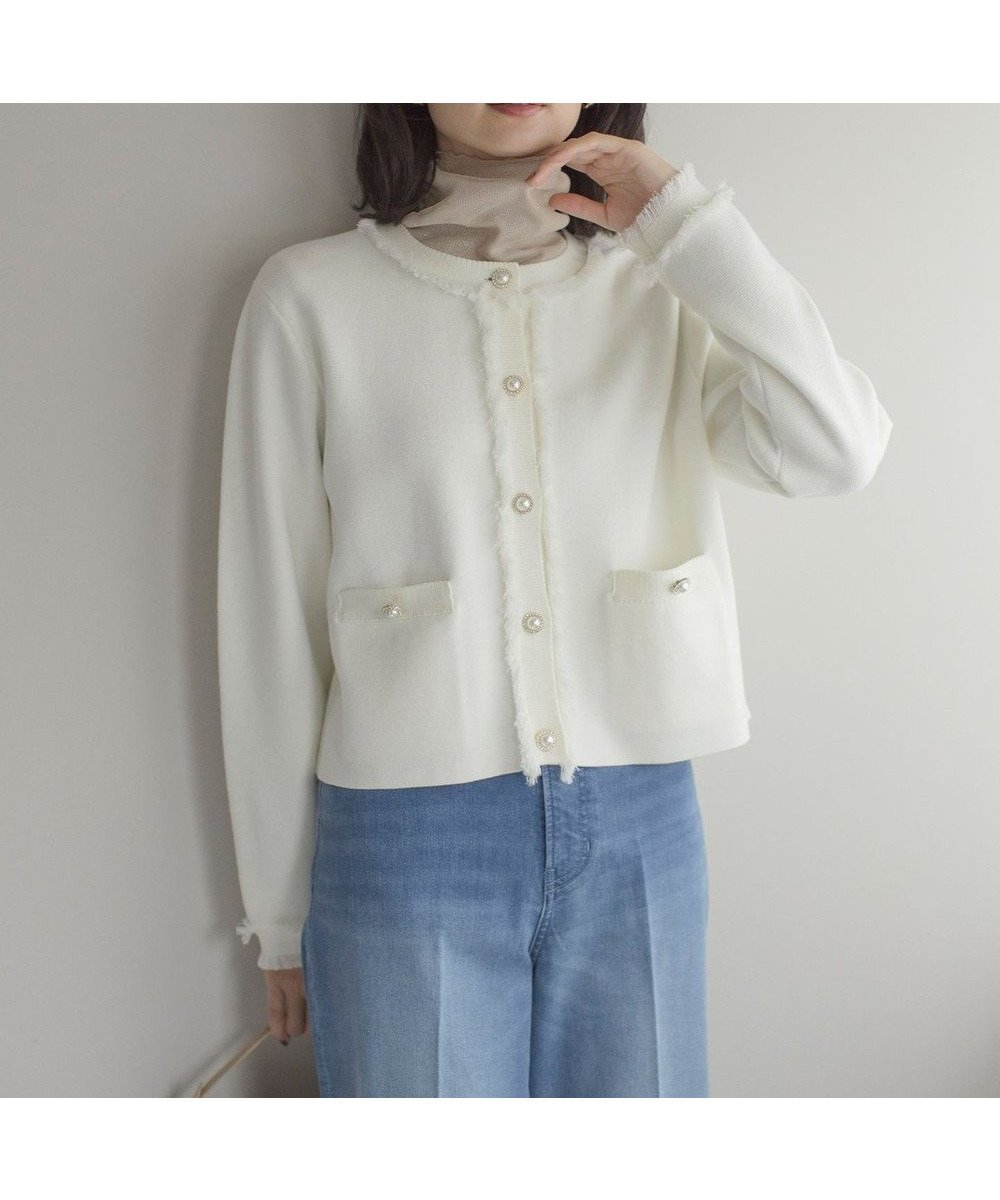 【組曲/KUMIKYOKU】のビジューボタンニットジャケット 人気、トレンドファッション・服の通販 founy(ファニー) 　ファッション　Fashion　レディースファッション　Fashion for Women　アウター　Coat / Outerwear Collection　レディースジャケット・軽アウター　Jackets　エレガント 上品　Elegant　カーディガン　Cardigan, Knitwear　クラシカル　Classical, Vintage-Inspired　ジャケット　Jacket, Outerwear　ストレッチ　Stretch, Stretchy Fabric　セーター　Sweater, Knitwear　パール　Pearl, Pearl Accent　フリンジ　Fringe, Tassel　フロント　Front, Front Design　ミラノリブ　Milano Rib, Milano Stitch　A/W・秋冬　Autumn/Winter　 other-1|ID: prp329100004654053 ipo3291000000033642750