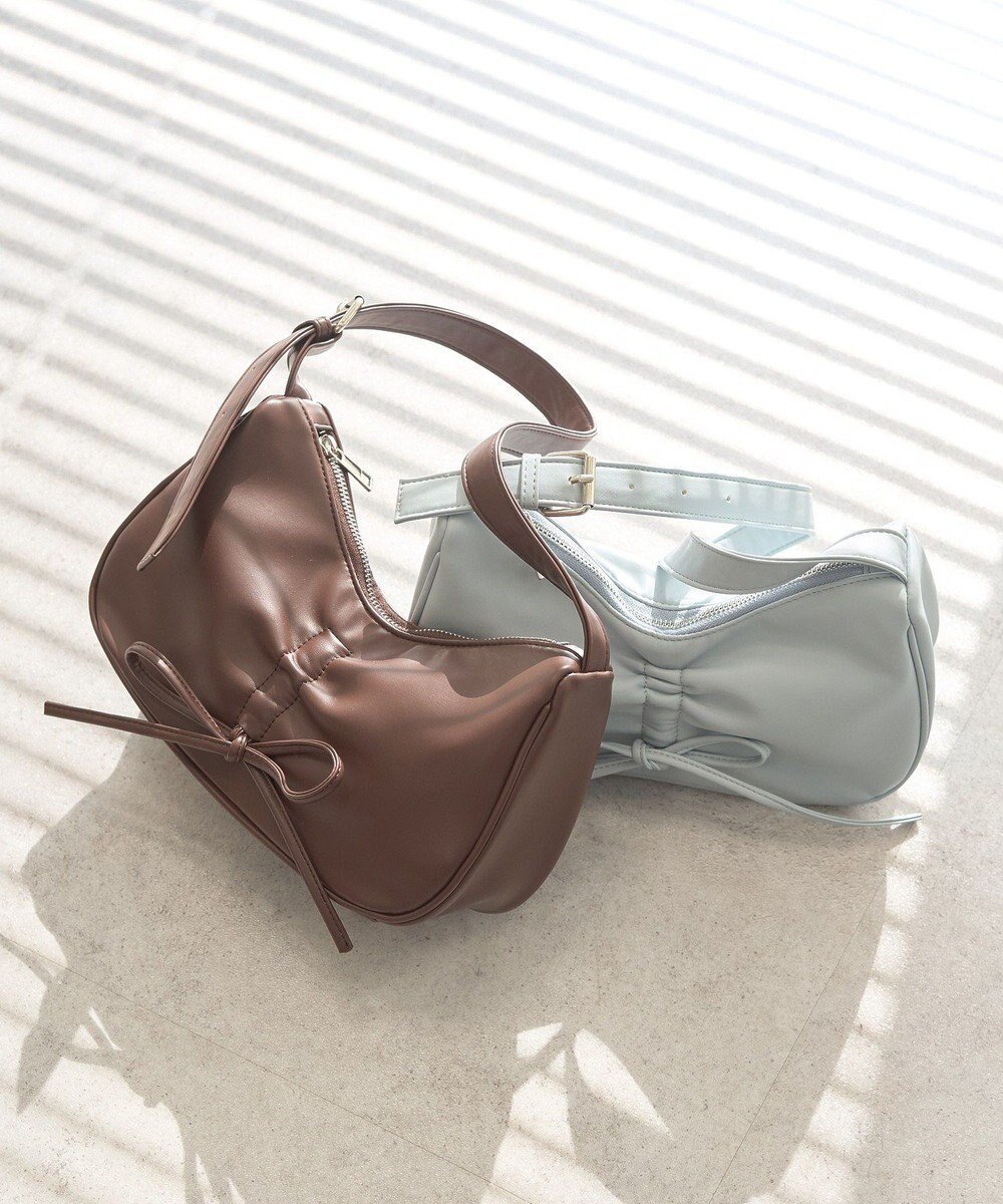 【アースミュージックアンドエコロジー/earth music&ecology】のリボンドロストハンドバッグ インテリア・キッズ・メンズ・レディースファッション・服の通販 founy(ファニー) 　ファッション　Fashion　レディースファッション　Fashion for Women　バッグ　Bags　おすすめ　Recommended / Our Picks　ギャザー　Gathered, Ruffled　フェミニン　Feminine, Girly　ベーシック　Basic, Essential　ポケット　Pocket, Pocket Detail　Brown|ID: prp329100004654230 ipo3291000000033647671