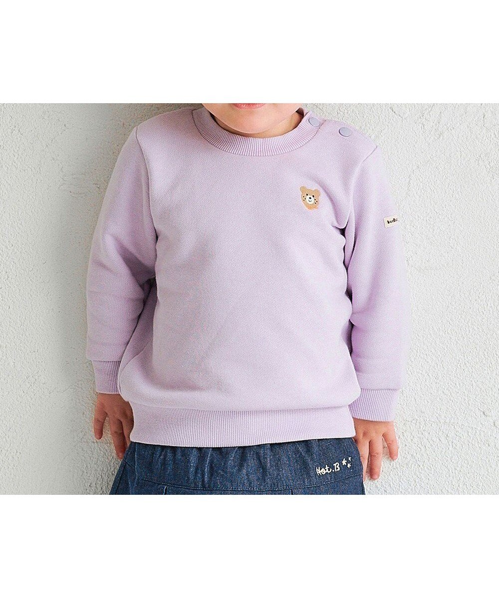 【ミキハウスホットビスケッツ/MIKI HOUSE HOT BISCUITS / KIDS】の【70-120cm】【Everyday Series】ワンポイント くすみカラー裏毛パイルトレーナー インテリア・キッズ・メンズ・レディースファッション・服の通販 founy(ファニー) 　ファッション　Fashion　キッズファッション　Fashion for Kids　トップス・カットソー　Cut & Sew Tops　シンプル　Simple, Minimal　スウェット / スエット　Sweatshirt, Sweatwear　トレーナー　Sweatshirt, Trainer　定番　Standard, Basic Item　長袖　Long Sleeve, Full Sleeve　ベビー　Baby, Babywear　ベーシック　Basic, Essential　ワンポイント　One Point, Statement Accent　A/W・秋冬　Autumn/Winter　S/S・春夏　SS, Spring/Summer, Warm Season　おすすめ　Recommended / Our Picks　夏　Summer　ギフト プレゼント　Gift / Present　パープル|ID: prp329100004654473 ipo3291000000033652798