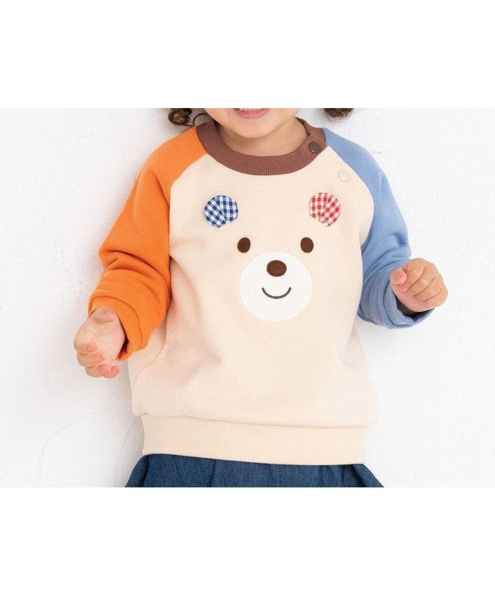 【ミキハウスホットビスケッツ/MIKI HOUSE HOT BISCUITS / KIDS】の【70-110cm】 顔ドン ラグラントレーナー インテリア・キッズ・メンズ・レディースファッション・服の通販 founy(ファニー) 　ファッション　Fashion　キッズファッション　Fashion for Kids　トップス・カットソー　Cut & Sew Tops　おすすめ　Recommended / Our Picks　スウェット / スエット　Sweatshirt, Sweatwear　トレーナー　Sweatshirt, Trainer　人気　Popular, Best Seller　吸水　Absorbent, Quick-Dry　夏　Summer　S/S・春夏　SS, Spring/Summer, Warm Season　A/W・秋冬　Autumn/Winter　長袖　Long Sleeve, Full Sleeve　アイボリー|ID: prp329100004654474 ipo3291000000033652819