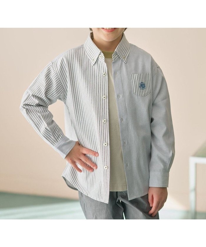 【ジェイ プレス/J.PRESS / KIDS】の【100-130cm】オックスフォード ストライプコンビシャツ インテリア・キッズ・メンズ・レディースファッション・服の通販 founy(ファニー) https://founy.com/ ファッション Fashion キッズファッション Fashion for Kids トップス・カットソー Cut & Sew Tops 春 Spring カットソー Cut and Sewn Top ジャケット Jacket, Outerwear ストライプ Stripe, Striped Pattern スマホ Smartphone, Mobile Device デニム Denim, Jeans Material トレンド Trend, Trending Now 定番 Standard, Basic Item 人気 Popular, Best Seller 長袖 Long Sleeve, Full Sleeve ポケット Pocket, Pocket Detail リラックス Relax, Relaxed Fit ワンポイント One Point, Statement Accent S/S・春夏 SS, Spring/Summer, Warm Season 夏 Summer エレガント 上品 Elegant 2025年 2025 2025春夏・S/S Spring/Summer 2025 SS25 |ID: prp329100004654477 ipo3291000000034294845