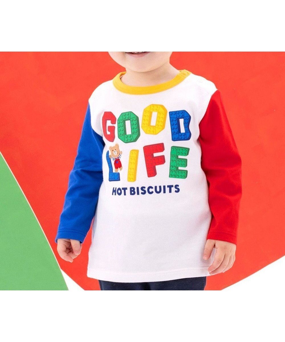 【ミキハウスホットビスケッツ/MIKI HOUSE HOT BISCUITS / KIDS】の【80-120cm】GOOD LIFE 長袖Tシャツ インテリア・キッズ・メンズ・レディースファッション・服の通販 founy(ファニー) 　ファッション　Fashion　キッズファッション　Fashion for Kids　トップス・カットソー　Cut & Sew Tops　カットソー　Cut and Sewn Top　カラフル　Colorful Design　夏　Summer　S/S・春夏　SS, Spring/Summer, Warm Season　A/W・秋冬　Autumn/Winter　長袖　Long Sleeve, Full Sleeve　白|ID: prp329100004654478 ipo3291000000034424818
