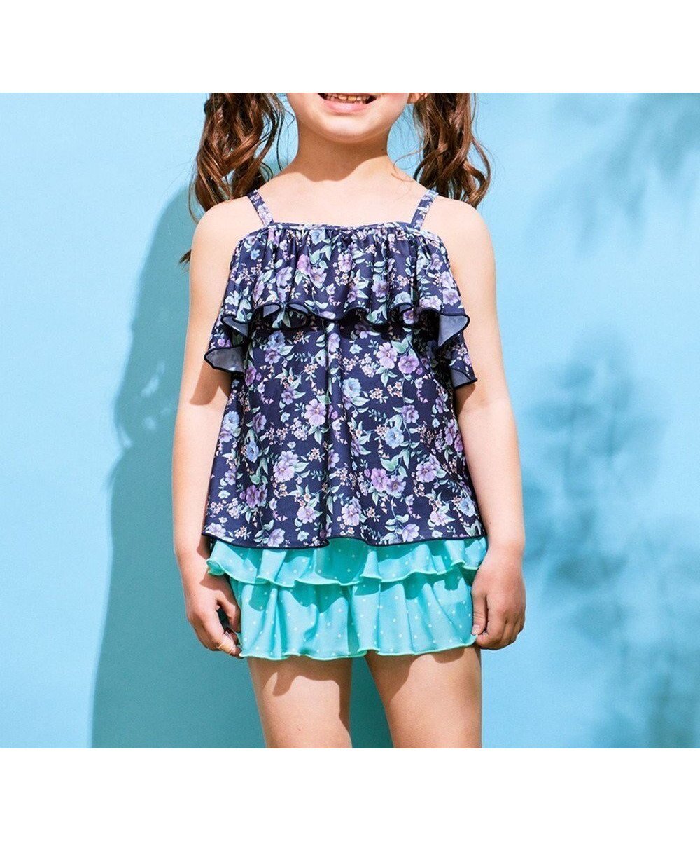 【エニィ/ANY / KIDS】の花柄×ドット柄 セパレート 水着 インテリア・キッズ・メンズ・レディースファッション・服の通販 founy(ファニー) ファッション Fashion キッズファッション Fashion for Kids セパレート Separate, Two-Piece ドット Polka Dot, Dot Pattern 夏 Summer 春 Spring S/S・春夏 SS, Spring/Summer, Warm Season 楽ちん Easy Fit, Comfortable 水着 Swimsuit, Swimwear ネイビー花柄×ミントドット|ID: prp329100004654512 ipo3291000000034863769