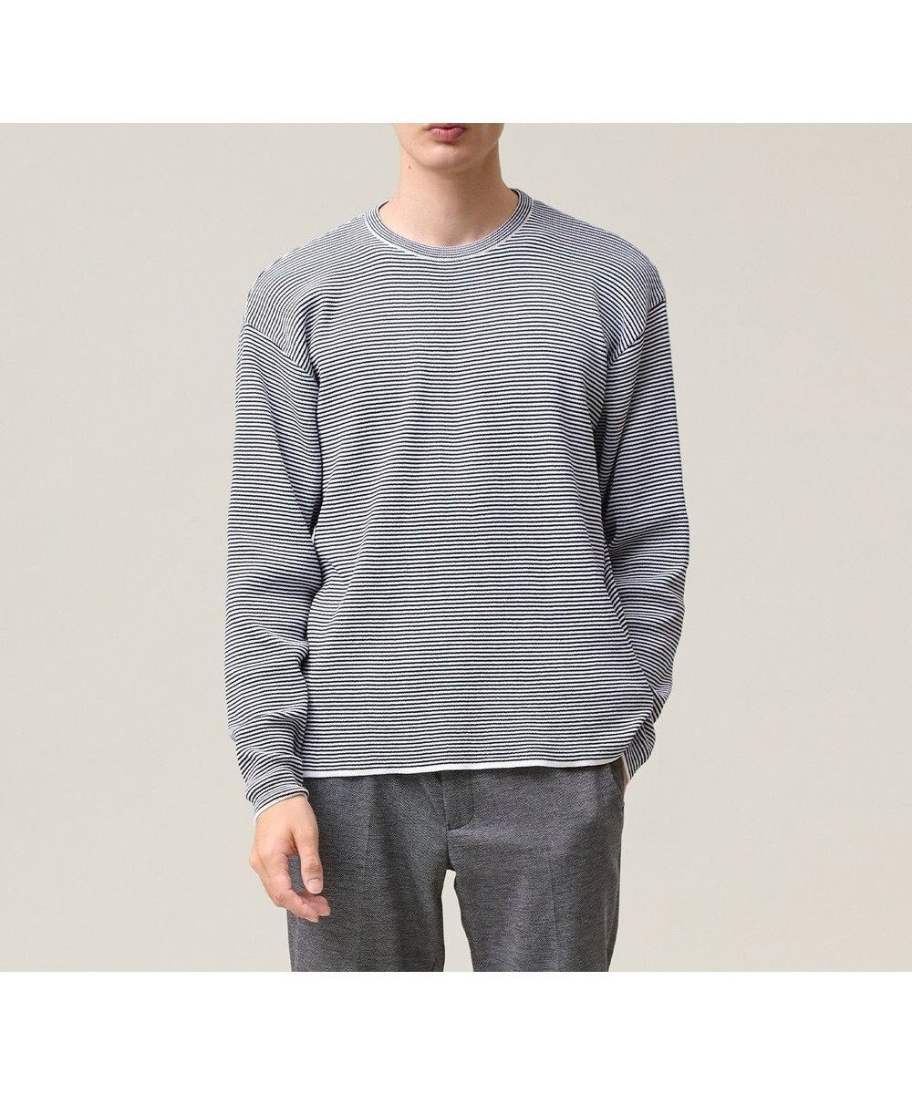 【ジェイ プレス/J.PRESS / MEN】の【Tシャツ感覚で着られる新感覚ニット】ボーダーニット ロングスリーブTシャツ インテリア・キッズ・メンズ・レディースファッション・服の通販 founy(ファニー) ファッション Fashion メンズファッション Fashion for Men トップス・カットソー Cut & Sew Tops ニット・セーター / 定番トップス Knit Tops & Sweaters メンズシャツ Shirts クラシカル Classical, Vintage-Inspired シンプル Simple, Minimal スリット Slit, Slit Detail スリーブ Sleeve, Long Sleeve / Short Sleeve セーター Sweater, Knitwear バスク Basque, Basque Style バランス Balance, Style Balance フィット Fit, Slim Fit ベーシック Basic, Essential ボーダー Border, Stripe リラックス Relax, Relaxed Fit レギュラー Regular, Standard Fit ロング Long, Long-Length A/W・秋冬 Autumn/Winter エレガント 上品 Elegant ネイビー系1|ID: prp329100004654551 ipo3291000000034355020