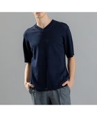 【ジョゼフ オム/JOSEPH HOMME / MEN】のラッスルギマ Vネック半袖ニットVN ネイビー系|ID: prp329100004654582 ipo3291000000034199344