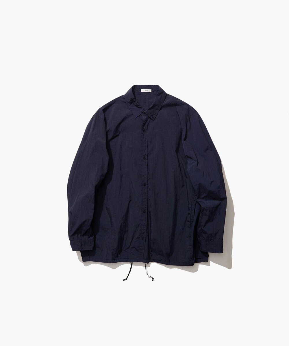 【エイトン/ATON】のHAND DYED NYLON シャツジャケット - UNISEX インテリア・キッズ・メンズ・レディースファッション・服の通販 founy(ファニー) 　ファッション　Fashion　レディースファッション　Fashion for Women　アウター　Coat / Outerwear Collection　レディースジャケット・軽アウター　Jackets　ユニセックス　Unisex, Genderless　インナー　Innerwear　ジャケット　Jacket, Outerwear　スピンドル　Spindle, Drawcord　フロント　Front, Front Design　ラップ　Wrap, Wrap Design　夏　Summer　春　Spring　S/S・春夏　SS, Spring/Summer, Warm Season　NAVY|ID: prp329100004654654 ipo3291000000033656607