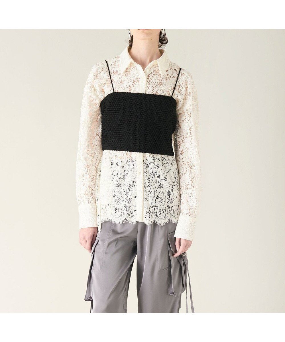 【グレース コンチネンタル/GRACE CONTINENTAL】のニットライクレースビスチェ インテリア・キッズ・メンズ・レディースファッション・服の通販 founy(ファニー) 　ファッション　Fashion　レディースファッション　Fashion for Women　トップス・カットソー　Cut & Sew Tops　ニット　Knit Tops & Sweaters　ビスチェ　Bustiers & Corset Tops / Layered Bustier Style　ベーシック　Basic, Essential　レース　Lace, Lace Fabric　今季　This Season, Current Season　夏　Summer　S/S・春夏　SS, Spring/Summer, Warm Season　秋　Autumn　A/W・秋冬　Autumn/Winter　ブラック|ID: prp329100004654675 ipo3291000000034410913