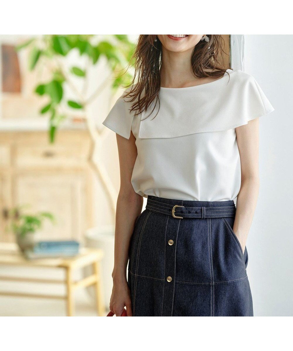 【エニィ スィス/any SiS】のケープディテール カットソー インテリア・キッズ・メンズ・レディースファッション・服の通販 founy(ファニー) 　ファッション　Fashion　レディースファッション　Fashion for Women　トップス・カットソー　Cut & Sew Tops　シャツ・ブラウス・オフィスカジュアル　Elegant Blouses & Button-Ups　ロングTシャツ・Tシャツ　Longline T-Shirts & Tees　カットソー・ベーシックTシャツ　Cut-and-Sewn Tops / Stretch Tees & Basics　カットソー　Cut and Sewn Top　デコルテ　Décolleté, Neckline　夏　Summer　春　Spring　S/S・春夏　SS, Spring/Summer, Warm Season　オフ|ID: prp329100004654690 ipo3291000000033659419