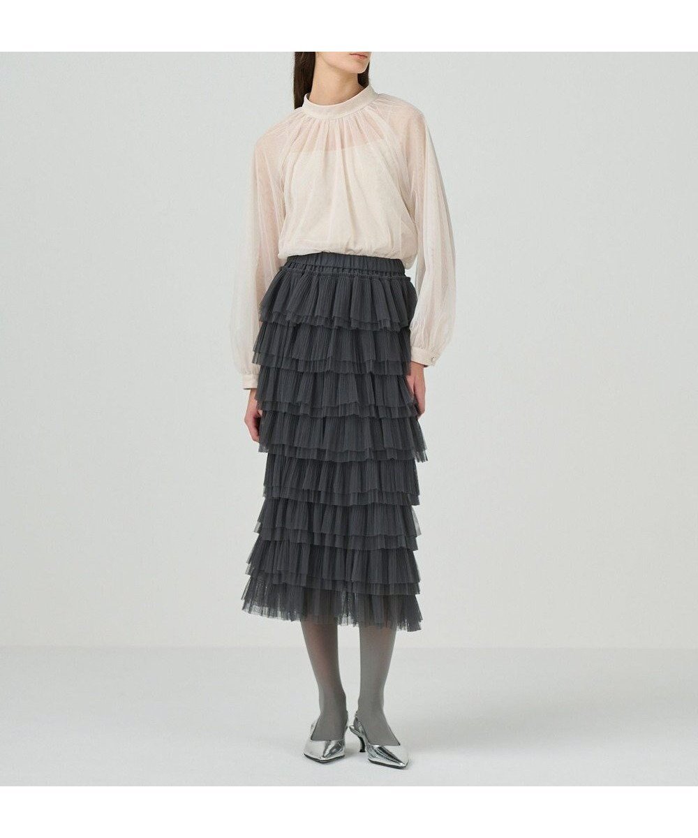 【グレース コンチネンタル/GRACE CONTINENTAL】のタイトティアードチュールスカート インテリア・キッズ・メンズ・レディースファッション・服の通販 founy(ファニー) 　ファッション　Fashion　レディースファッション　Fashion for Women　スカート　Skirts　チュール　Tulip, Tulip Motif　ティアードスカート　Tiered Skirt, Flounced Skirt　フェミニン　Feminine, Girly　フォーマル　Formal, Dressy　フリル　Frill, Ruffle　プリーツ　Pleats, Pleated　ロマンティック　Romantic, Feminine Style　夏　Summer　S/S・春夏　SS, Spring/Summer, Warm Season　A/W・秋冬　Autumn/Winter　グレー|ID: prp329100004654791 ipo3291000000033660160