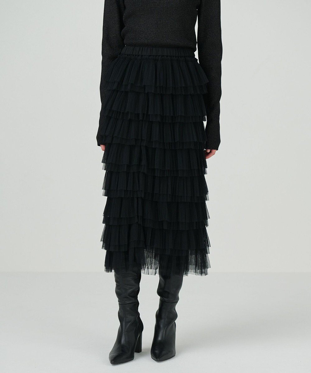 【グレース コンチネンタル/GRACE CONTINENTAL】のタイトティアードチュールスカート インテリア・キッズ・メンズ・レディースファッション・服の通販 founy(ファニー) 　ファッション　Fashion　レディースファッション　Fashion for Women　スカート　Skirts　チュール　Tulip, Tulip Motif　ティアードスカート　Tiered Skirt, Flounced Skirt　フェミニン　Feminine, Girly　フォーマル　Formal, Dressy　フリル　Frill, Ruffle　プリーツ　Pleats, Pleated　ロマンティック　Romantic, Feminine Style　夏　Summer　S/S・春夏　SS, Spring/Summer, Warm Season　A/W・秋冬　Autumn/Winter　ブラック|ID: prp329100004654791 ipo3291000000033660161