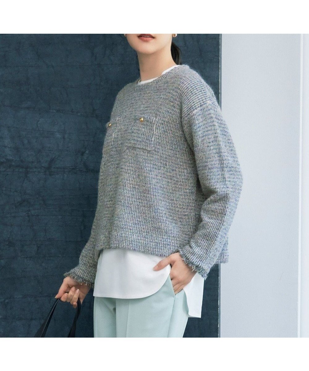 【自由区/JIYU-KU】のツイーディー ニット インテリア・キッズ・メンズ・レディースファッション・服の通販 founy(ファニー) 　ファッション　Fashion　レディースファッション　Fashion for Women　トップス・カットソー　Cut & Sew Tops　ニット　Knit Tops & Sweaters　コンパクト　Compact, Small Size　セーター　Sweater, Knitwear　ツイード　Twill, Twill Weave　トレンド　Trend, Trending Now　バランス　Balance, Style Balance　フラワー　Flower, Floral　ミックス　Mix, Mixed Style　A/W・秋冬　Autumn/Winter　ブルーグレー系|ID: prp329100004654805 ipo3291000000033660222