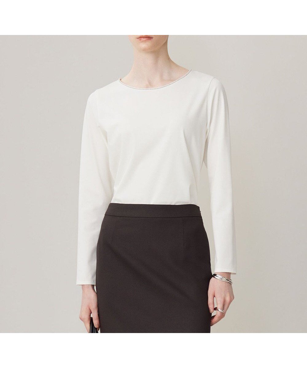 【アイシービー/iCB】の【洗える】コンパクトモクロディ プルオーバー[ボールチェーン] インテリア・キッズ・メンズ・レディースファッション・服の通販 founy(ファニー) 　ファッション　Fashion　レディースファッション　Fashion for Women　トップス・カットソー　Cut & Sew Tops　シャツ・ブラウス・オフィスカジュアル　Elegant Blouses & Button-Ups　ロングTシャツ・Tシャツ　Longline T-Shirts & Tees　カジュアルプルオーバー・ニットトップス　Pullovers & Knit Tops / Casual Pullovers　カットソー・ベーシックTシャツ　Cut-and-Sewn Tops / Stretch Tees & Basics　インナー　Innerwear　洗える　Machine Washable　カットソー　Cut and Sewn Top　スーツ　Suit, Formalwear　チェーン　Chain, Chain Strap　長袖　Long Sleeve, Full Sleeve　A/W・秋冬　Autumn/Winter　おすすめ　Recommended / Our Picks　2024年　2024　2024-2025秋冬・A/W　Autumn/Winter 2024–25 AW24–25　オフホワイト系|ID: prp329100004654832 ipo3291000000033660447