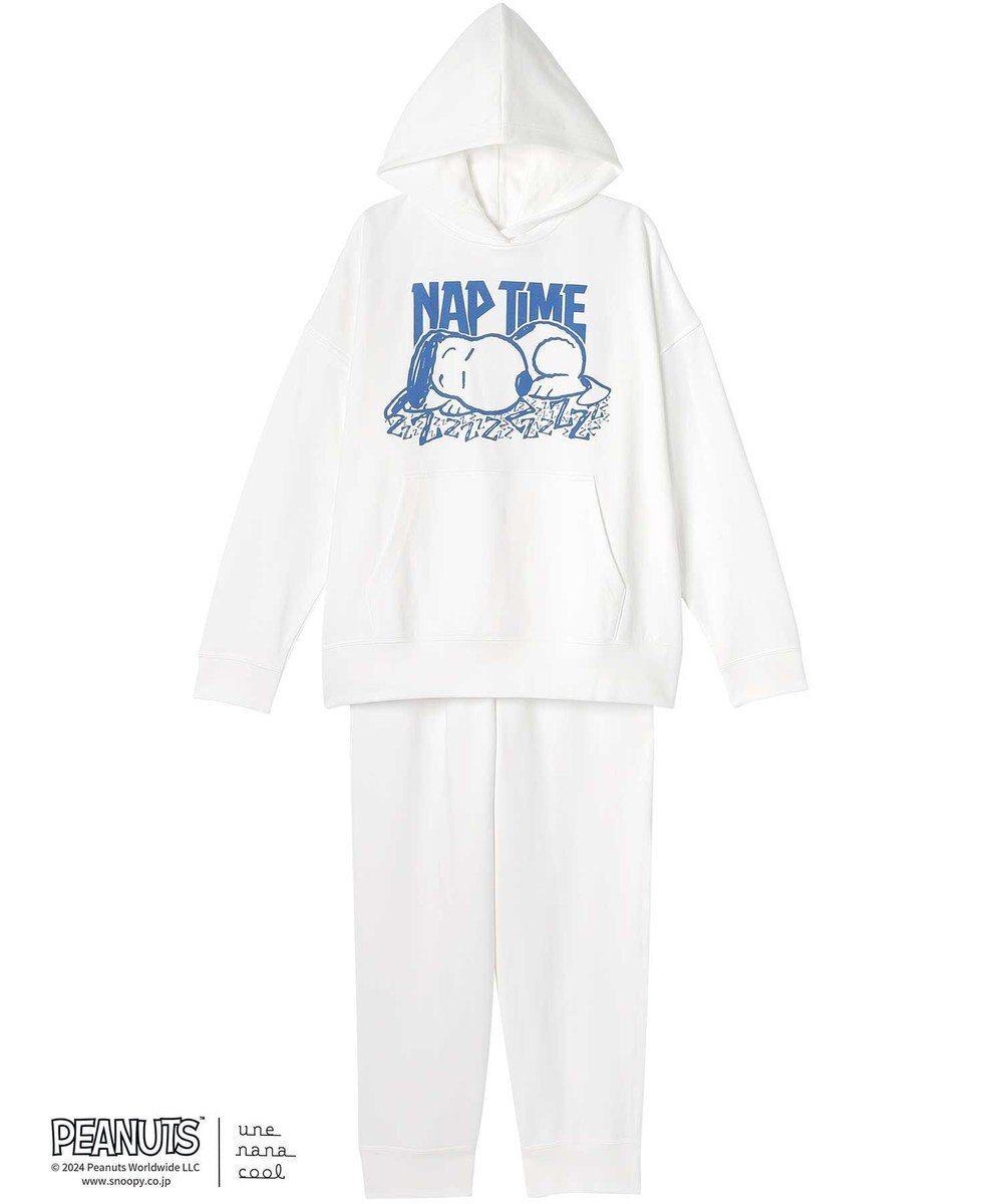 【ウンナナクール/une nana cool】のMADE WITH PEANUTS 【綿100%】裏毛フーディーパジャマ インテリア・キッズ・メンズ・レディースファッション・服の通販 founy(ファニー) 　ファッション　Fashion　レディースファッション　Fashion for Women　キャラクター　Character, Licensed Characters　パジャマ　Pajamas, Sleepwear　フロント　Front, Front Design　プリント　Print, Printed Pattern　ポケット　Pocket, Pocket Detail　おすすめ　Recommended / Our Picks　ギフト プレゼント　Gift / Present　IV|ID: prp329100004654854 ipo3291000000033660573