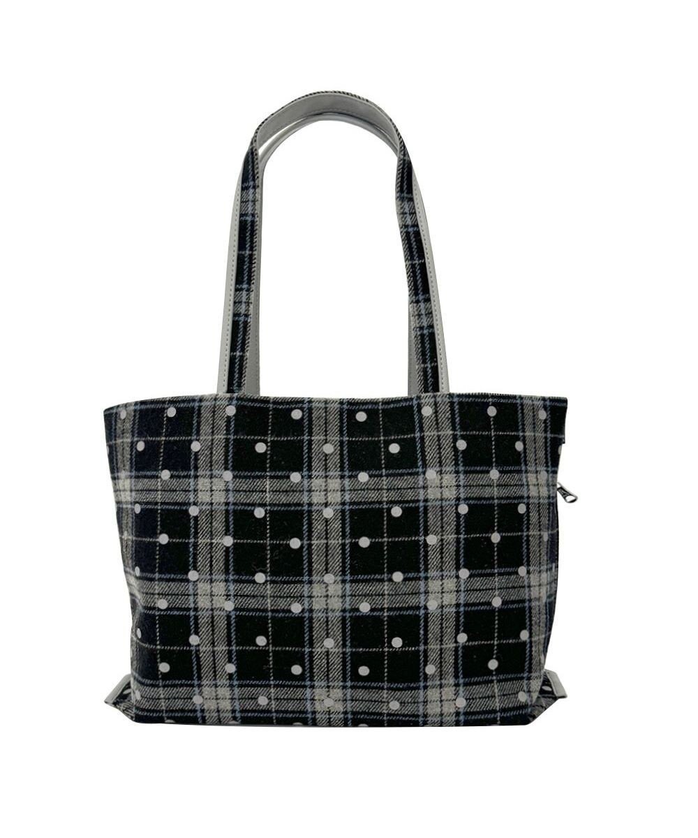 【ルートート/ROOTOTE】の1337【フェルト生地】LT.ミディアム.ドットチェック-A インテリア・キッズ・メンズ・レディースファッション・服の通販 founy(ファニー) 　ファッション　Fashion　レディースファッション　Fashion for Women　バッグ　Bags　カメラ　Camera Accessories　チェック　Check, Plaid, Tartan　ドット　Polka Dot, Dot Pattern　フェルト　Felt, Felt Fabric　フォルム　Silhouette, Form　プリント　Print, Printed Pattern　ポケット　Pocket, Pocket Detail　A/W・秋冬　Autumn/Winter　01:ブラック|ID: prp329100004654873 ipo3291000000033660662