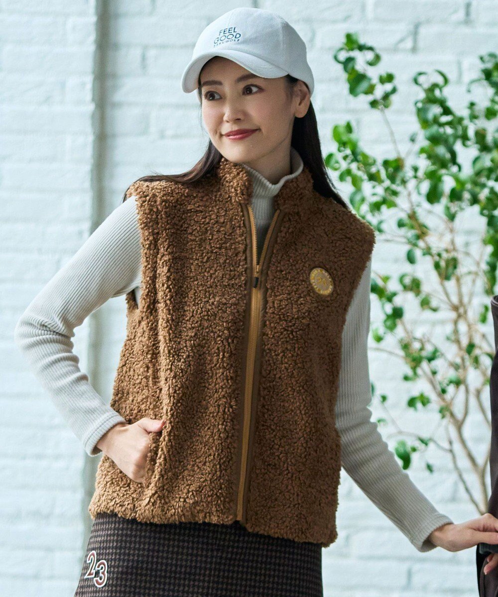 【23区 ゴルフ/NIJYUSANKU GOLF】の【WOMEN】ボアベスト インテリア・キッズ・メンズ・レディースファッション・服の通販 founy(ファニー) 　ファッション　Fashion　レディースファッション　Fashion for Women　アウター　Coat / Outerwear Collection　トップス・カットソー　Cut & Sew Tops　ベスト&ジレ / 重ね着スタイル　Vests & Gilets　サークル　Circle, Round Design　シンプル　Simple, Minimal　ベスト　Vest, Waistcoat　冬　Winter / This Winter　A/W・秋冬　Autumn/Winter　キャメル系|ID: prp329100004654889 ipo3291000000033660855
