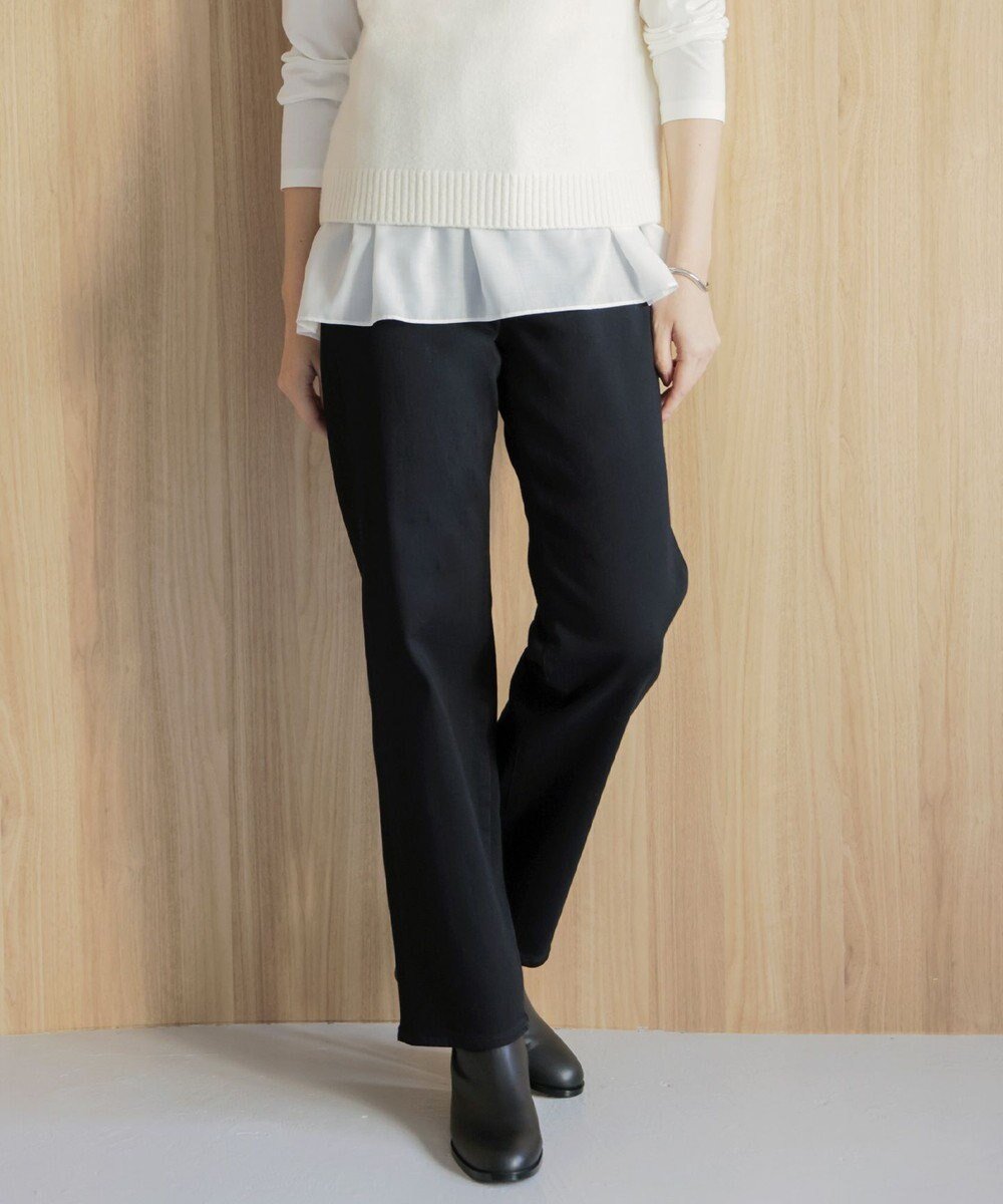 【ジェイ プレス/J.PRESS】の【洗える】裏起毛ストレッチ デニム パンツ インテリア・キッズ・メンズ・レディースファッション・服の通販 founy(ファニー) 　ファッション　Fashion　レディースファッション　Fashion for Women　パンツ　Pants & Trousers　デニムパンツ・ジーンズ・美脚デニム　Denim Jeans & Pants　アクリル　Acrylic Material　インディゴ　Indigo Denim　洗える　Machine Washable　吸水　Absorbent, Quick-Dry　ストレッチ　Stretch, Stretchy Fabric　デニム　Denim, Jeans Material　フィット　Fit, Slim Fit　ポケット　Pocket, Pocket Detail　A/W・秋冬　Autumn/Winter　エレガント 上品　Elegant　ブラック系|ID: prp329100004654922 ipo3291000000033661175