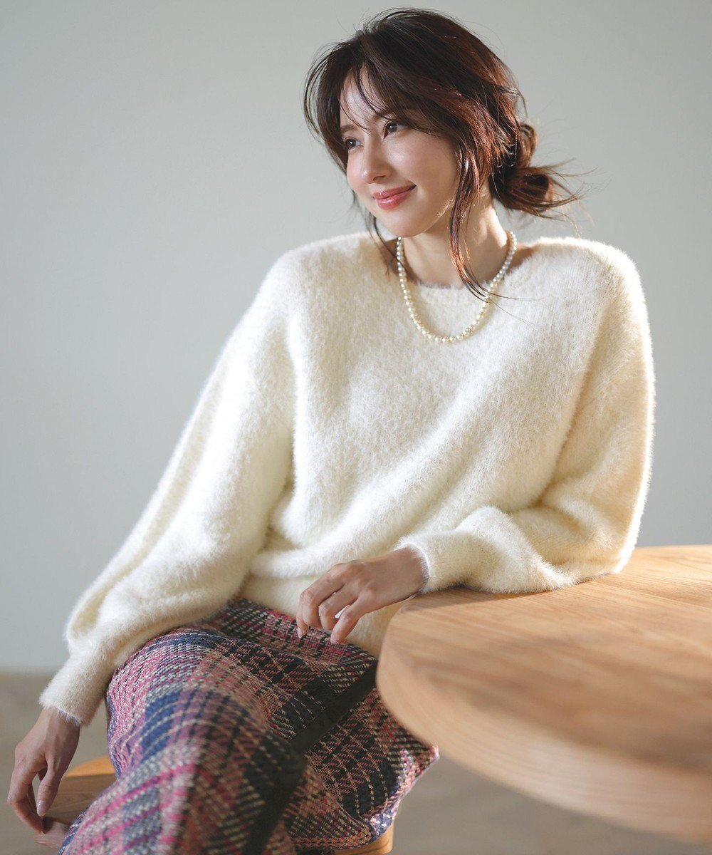 【エニィ スィス/any SiS】の【洗える】シャギー ニット インテリア・キッズ・メンズ・レディースファッション・服の通販 founy(ファニー) 　ファッション　Fashion　レディースファッション　Fashion for Women　トップス・カットソー　Cut & Sew Tops　ニット　Knit Tops & Sweaters　アクリル　Acrylic Material　コンパクト　Compact, Small Size　セーター　Sweater, Knitwear　トレンド　Trend, Trending Now　フェザー　Feather, Feather Detail　フェミニン　Feminine, Girly　ベーシック　Basic, Essential　洗える　Machine Washable　A/W・秋冬　Autumn/Winter　アイボリー|ID: prp329100004654977 ipo3291000000036152940