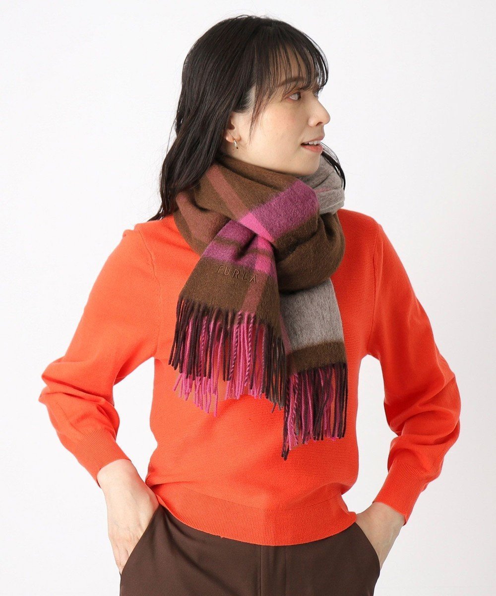 【ムーンバット/MOONBAT】の【洗える】FURLA ウール100%超大判ブロックチェックストールマフラー/幅70cm インテリア・キッズ・メンズ・レディースファッション・服の通販 founy(ファニー) 　ファッション　Fashion　レディースファッション　Fashion for Women　ストール　Soft & Warm Scarves　マフラー・スヌード / 冬小物の定番　Scarves & Mufflers　イタリア　Italy　エレガント 上品　Elegant　洗える　Machine Washable　コレクション　Collection, Seasonal Line　ショール　Shawl, Wrap　シンプル　Simple, Minimal　ストール　Stole, Wrap　チェック　Check, Plaid, Tartan　パターン　Pattern, Design Print　ビッグ　Big, Oversized　ブロック　Block, Solid Block Pattern　マフラー　Scarf, Muffler　A/W・秋冬　Autumn/Winter　ローズピンク|ID: prp329100004655222 ipo3291000000034231306