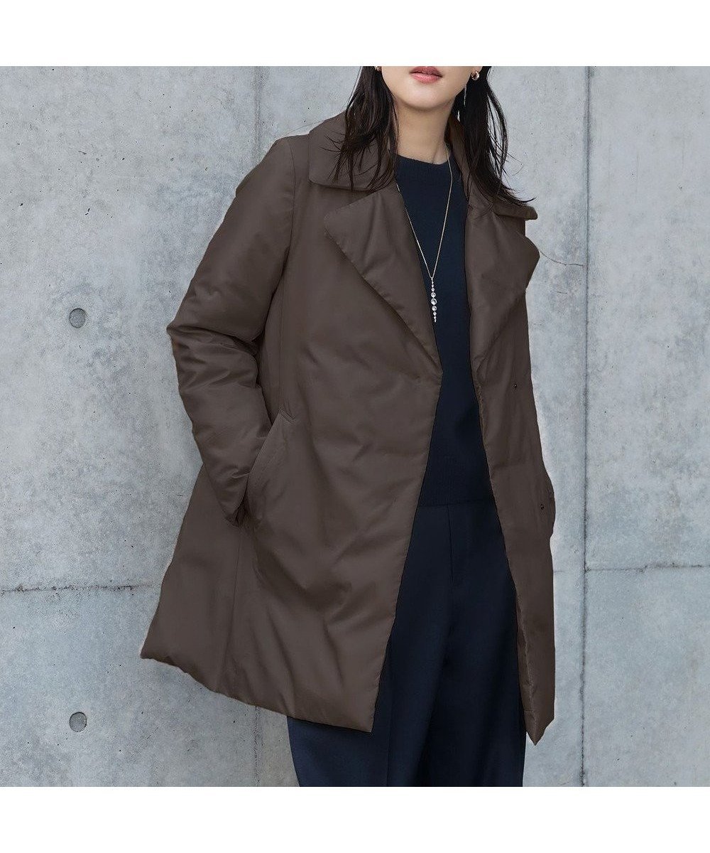 【自由区/JIYU-KU】の【撥水加工・洗える】ステッチレスダウン コート インテリア・キッズ・メンズ・レディースファッション・服の通販 founy(ファニー) 　ファッション　Fashion　レディースファッション　Fashion for Women　アウター　Coat / Outerwear Collection　コート・ロングコート・ピーコート　Long Coats, Peacoats & More　レディースジャケット・軽アウター　Jackets　ダウンジャケット・軽量ダウン　Warm & Lightweight Down Jackets　エレガント 上品　Elegant　シャンブレー　Chambray, Denim-Like Fabric　ジャケット　Jacket, Outerwear　タフタ　Taffeta, Structured Fabric　ダウン　Down, Puffer　ダブル　Double, Double-Breasted　ドット　Polka Dot, Dot Pattern　ポケット　Pocket, Pocket Detail　ミドル　Middle Length, Mid Height　洗える　Machine Washable　A/W・秋冬　Autumn/Winter　防寒　Cold Protection, Winter-Ready　ブラウン|ID: prp329100004655224 ipo3291000000033666920