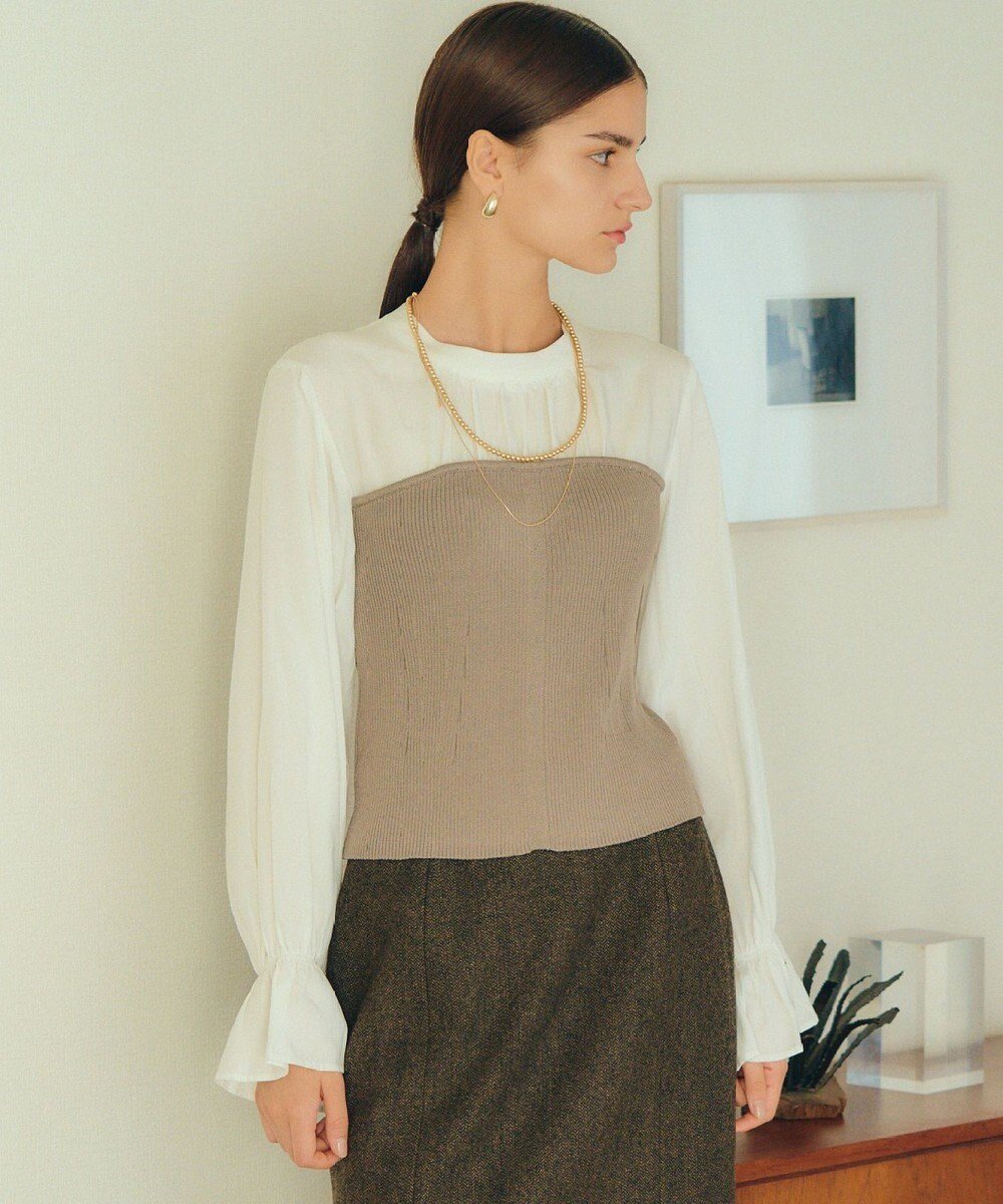 【イェッカ ヴェッカ/YECCA VECCA】のニットビスチェドッキングブラウス 人気、トレンドファッション・服の通販 founy(ファニー) ファッション Fashion レディースファッション Fashion for Women トップス・カットソー Cut & Sew Tops ニット Knit Tops & Sweaters シャツ・ブラウス・オフィスカジュアル Elegant Blouses & Button-Ups ビスチェ Bustiers & Corset Tops / Layered Bustier Style おすすめ Recommended / Our Picks ギャザー Gathered, Ruffled コンパクト Compact, Small Size スリーブ Sleeve, Long Sleeve / Short Sleeve バランス Balance, Style Balance フレア Flare, Flared ボトム Bottoms, Lower Wear ポケット Pocket, Pocket Detail A/W・秋冬 Autumn/Winter other-1|ID: prp329100004655243 ipo3291000000033667674