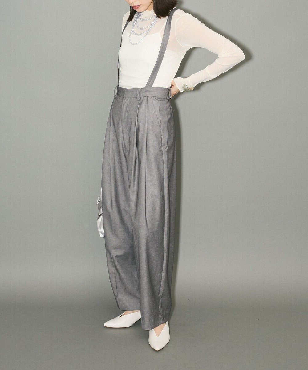 【グリーンパークス/Green Parks】のサスペンダー付タックパンツ インテリア・キッズ・メンズ・レディースファッション・服の通販 founy(ファニー) 　ファッション　Fashion　レディースファッション　Fashion for Women　パンツ　Pants & Trousers　サスペンダー　Suspenders, Braces　シンプル　Simple, Minimal　ジャケット　Jacket, Outerwear　スタイリッシュ　Stylish, Fashionable　センター　Center, Center Line　タートルネック　Turtleneck, High Neck　プリーツ　Pleats, Pleated　ポケット　Pocket, Pocket Detail　ラップ　Wrap, Wrap Design　リラックス　Relax, Relaxed Fit　ワイド　Wide, Wide Fit　A/W・秋冬　Autumn/Winter　おすすめ　Recommended / Our Picks　ビジネス 仕事 通勤　Business / Work / Commuting　Gray|ID: prp329100004655304 ipo3291000000033668757