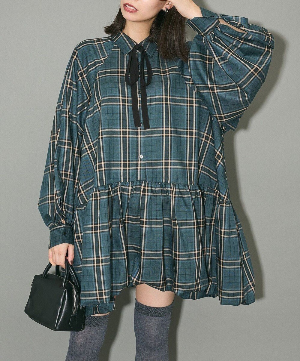 【グリーンパークス/Green Parks】のボウタイリボン付裾バルーンシャツワンピース インテリア・キッズ・メンズ・レディースファッション・服の通販 founy(ファニー) ファッション Fashion レディースファッション Fashion for Women ワンピース Dresses シャツワンピース / 1枚で着映えコーデ Shirt Dresses クラシック Classic, Timeless Style ショルダー Shoulder, Shoulder Strap スリーブ Sleeve, Long Sleeve / Short Sleeve トレンド Trend, Trending Now バルーン Balloon, Balloon Silhouette フェミニン Feminine, Girly フォルム Silhouette, Form ポケット Pocket, Pocket Detail リボン Ribbon, Bow A/W・秋冬 Autumn/Winter おすすめ Recommended / Our Picks エレガント 上品 Elegant Green|ID: prp329100004655306 ipo3291000000033668773