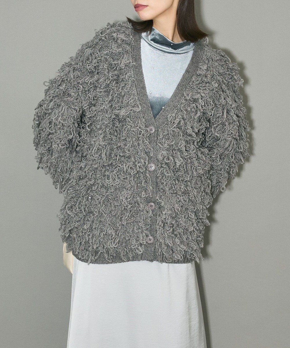 【グリーンパークス/Green Parks】のフリンジニットカーディガン インテリア・キッズ・メンズ・レディースファッション・服の通販 founy(ファニー) ファッション Fashion レディースファッション Fashion for Women トップス・カットソー Cut & Sew Tops ニット Knit Tops & Sweaters カーディガン・羽織り Layered Style Cardigans カーディガン Cardigan, Knitwear ショルダー Shoulder, Shoulder Strap トレンド Trend, Trending Now ドロップ Drop Shoulder, Dropped Style ビッグ Big, Oversized フェミニン Feminine, Girly フォルム Silhouette, Form フリンジ Fringe, Tassel ポケット Pocket, Pocket Detail リラックス Relax, Relaxed Fit ループ Loop, Loop Knit ロング Long, Long-Length A/W・秋冬 Autumn/Winter Gray|ID: prp329100004655324 ipo3291000000033668938