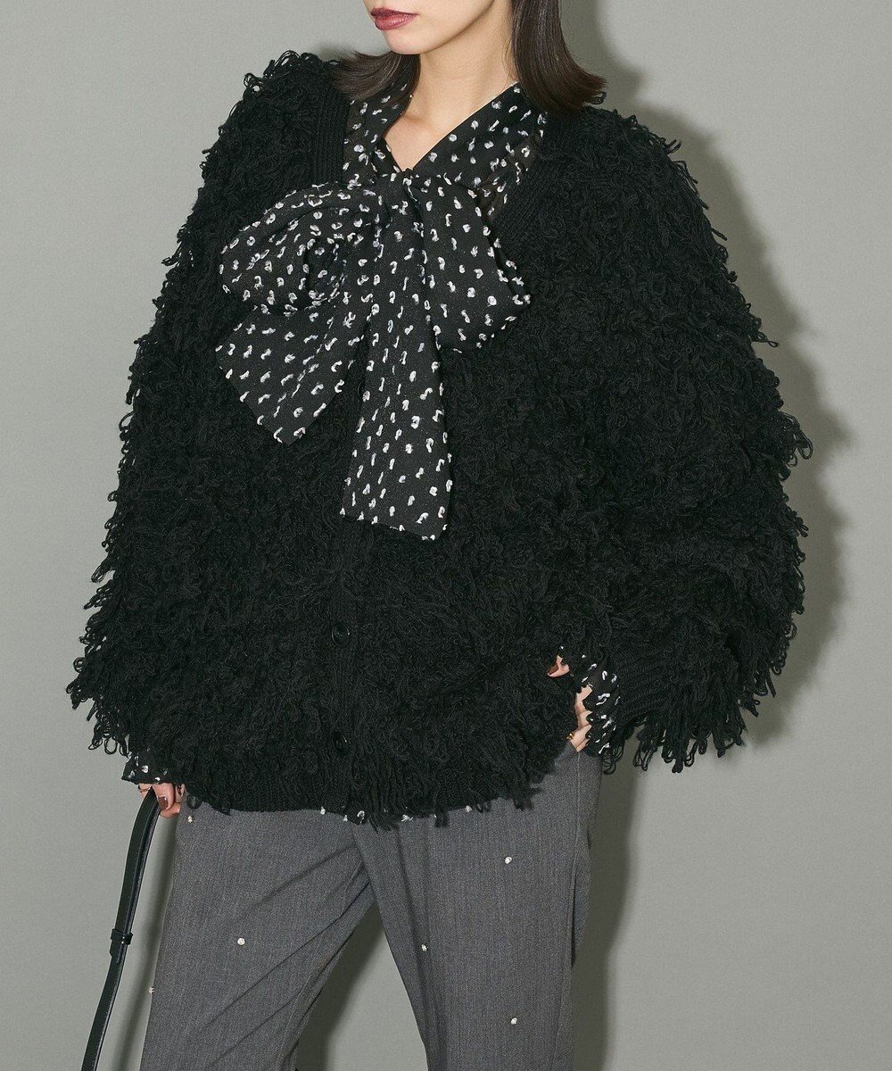 【グリーンパークス/Green Parks】のフリンジニットカーディガン インテリア・キッズ・メンズ・レディースファッション・服の通販 founy(ファニー) ファッション Fashion レディースファッション Fashion for Women トップス・カットソー Cut & Sew Tops ニット Knit Tops & Sweaters カーディガン・羽織り Layered Style Cardigans カーディガン Cardigan, Knitwear ショルダー Shoulder, Shoulder Strap トレンド Trend, Trending Now ドロップ Drop Shoulder, Dropped Style ビッグ Big, Oversized フェミニン Feminine, Girly フォルム Silhouette, Form フリンジ Fringe, Tassel ポケット Pocket, Pocket Detail リラックス Relax, Relaxed Fit ループ Loop, Loop Knit ロング Long, Long-Length A/W・秋冬 Autumn/Winter Black|ID: prp329100004655324 ipo3291000000033668939