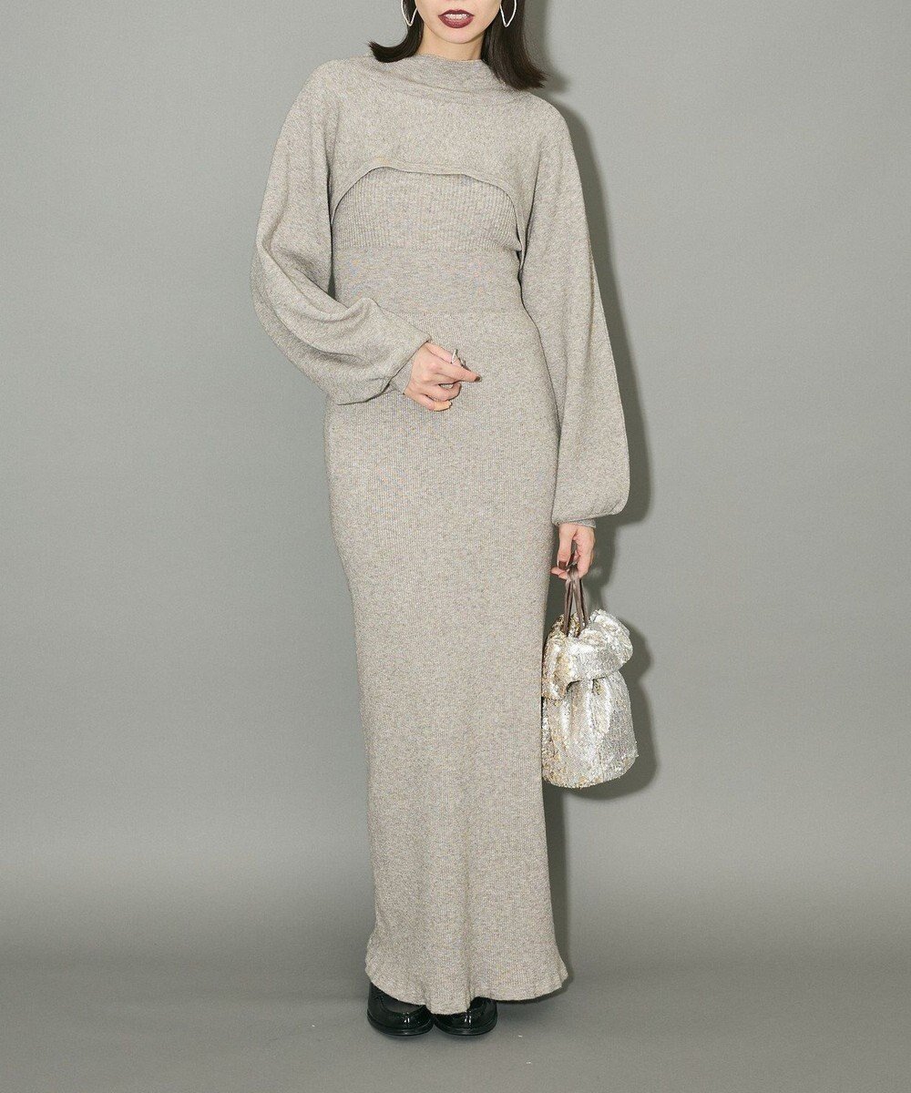 【グリーンパークス/Green Parks】のボレロ付ニットワンピース 人気、トレンドファッション・服の通販 founy(ファニー) 　ファッション　Fashion　レディースファッション　Fashion for Women　アウター　Coat / Outerwear Collection　ボレロ・ショート丈ジャケット / ドレス羽織りに　Boleros & Short Jackets　ワンピース　Dresses　ニットワンピース　Knit Dresses　エレガント 上品　Elegant　キャミソール　Camisole, Spaghetti Strap Top　キャミワンピース　Cami Dress, Slip Dress　シェイプ　Shape, Slim Fit　ショート　Short, Short Length　スタイリッシュ　Stylish, Fashionable　スリーブ　Sleeve, Long Sleeve / Short Sleeve　トレンド　Trend, Trending Now　ハイネック　High Neck, Mock Neck　バルーン　Balloon, Balloon Silhouette　フェミニン　Feminine, Girly　ボレロ　Bolero, Short Cardigan　ポケット　Pocket, Pocket Detail　A/W・秋冬　Autumn/Winter　おすすめ　Recommended / Our Picks　 other-1|ID: prp329100004655325 ipo3291000000033668944