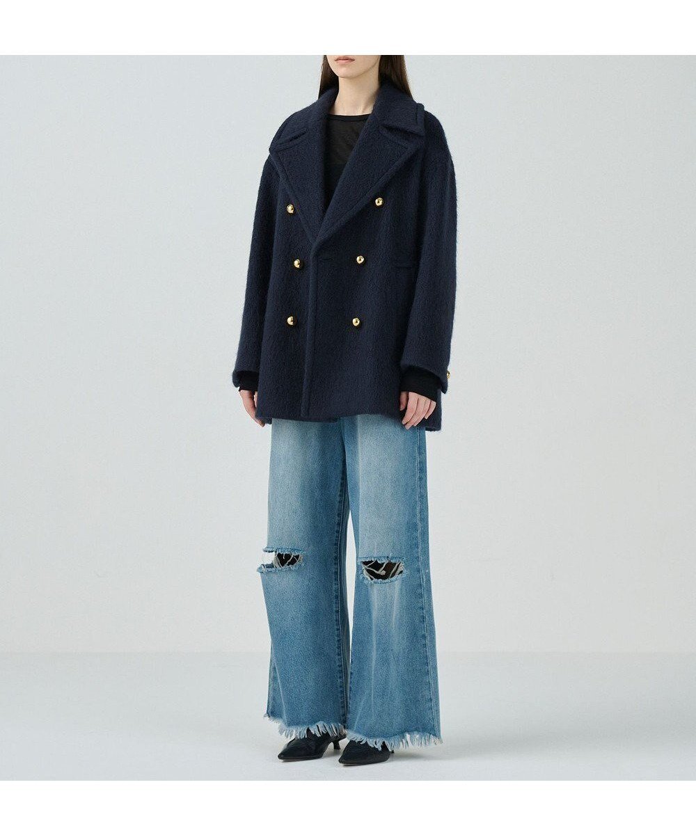 【グレース コンチネンタル/GRACE CONTINENTAL】のモヘヤシャギーPコート インテリア・キッズ・メンズ・レディースファッション・服の通販 founy(ファニー) 　ファッション　Fashion　レディースファッション　Fashion for Women　アウター　Coat / Outerwear Collection　コート・ロングコート・ピーコート　Long Coats, Peacoats & More　レディースジャケット・軽アウター　Jackets　Pコート　Pea Coats　今季　This Season, Current Season　ジャケット　Jacket, Outerwear　別注　Limited Edition, Custom Order　ミドル　Middle Length, Mid Height　メタル　Metal, Metal Parts　冬　Winter / This Winter　A/W・秋冬　Autumn/Winter　おすすめ　Recommended / Our Picks　ネイビー|ID: prp329100004655354 ipo3291000000033669190
