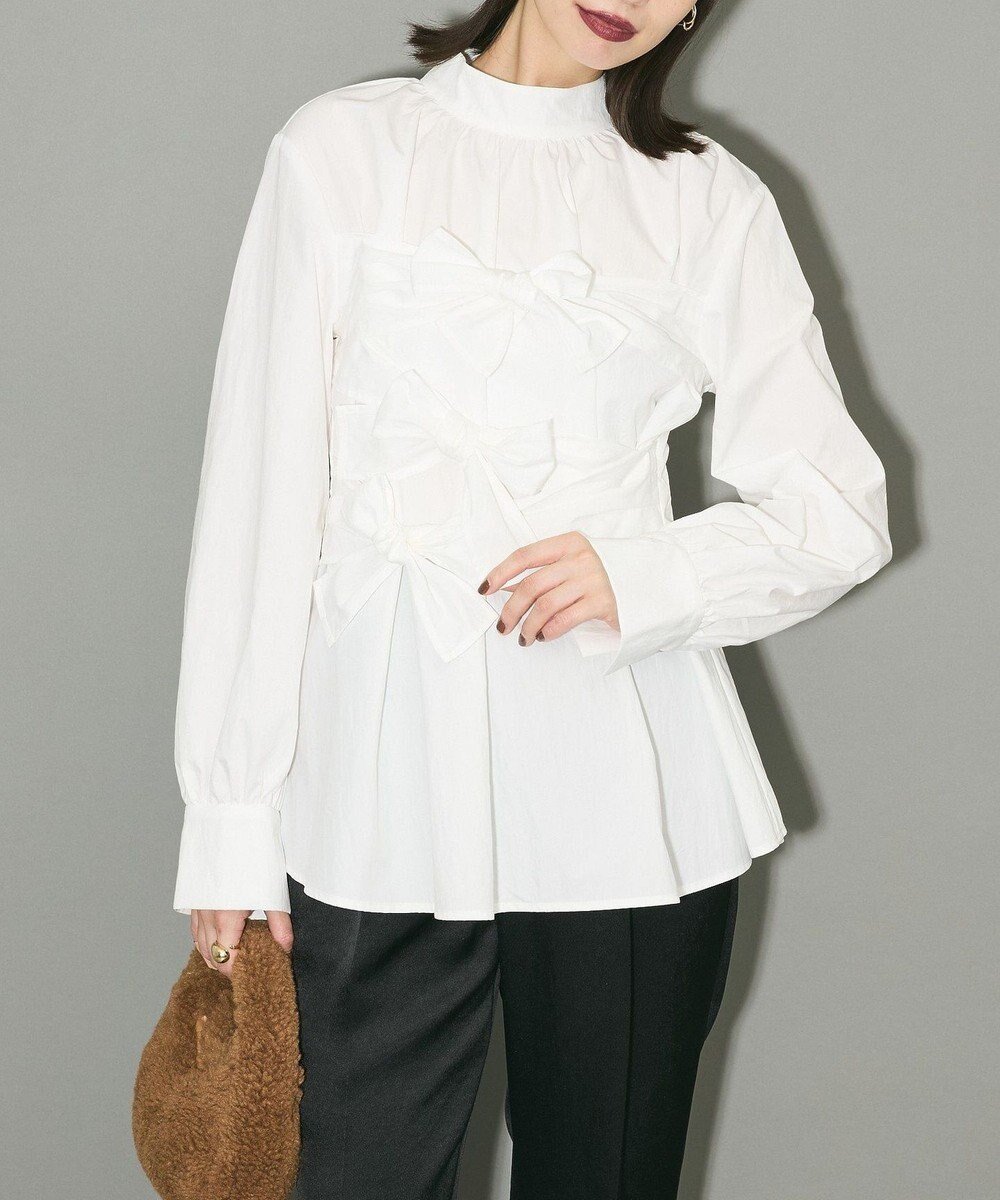【グリーンパークス/Green Parks】のリボンデザインハイネックブラウス 人気、トレンドファッション・服の通販 founy(ファニー) ファッション Fashion レディースファッション Fashion for Women トップス・カットソー Cut & Sew Tops シャツ・ブラウス・オフィスカジュアル Elegant Blouses & Button-Ups エレガント 上品 Elegant カフス Cuff Design ギャザー Gathered, Ruffled クラシカル Classical, Vintage-Inspired クラシック Classic, Timeless Style スリーブ Sleeve, Long Sleeve / Short Sleeve タイトスカート Pencil Skirt, Tight Skirt トレンド Trend, Trending Now ハイネック High Neck, Mock Neck フォルム Silhouette, Form フロント Front, Front Design ペプラム Peplum, Flared Hem ポケット Pocket, Pocket Detail リボン Ribbon, Bow A/W・秋冬 Autumn/Winter おすすめ Recommended / Our Picks other-1|ID: prp329100004655368 ipo3291000000033669281