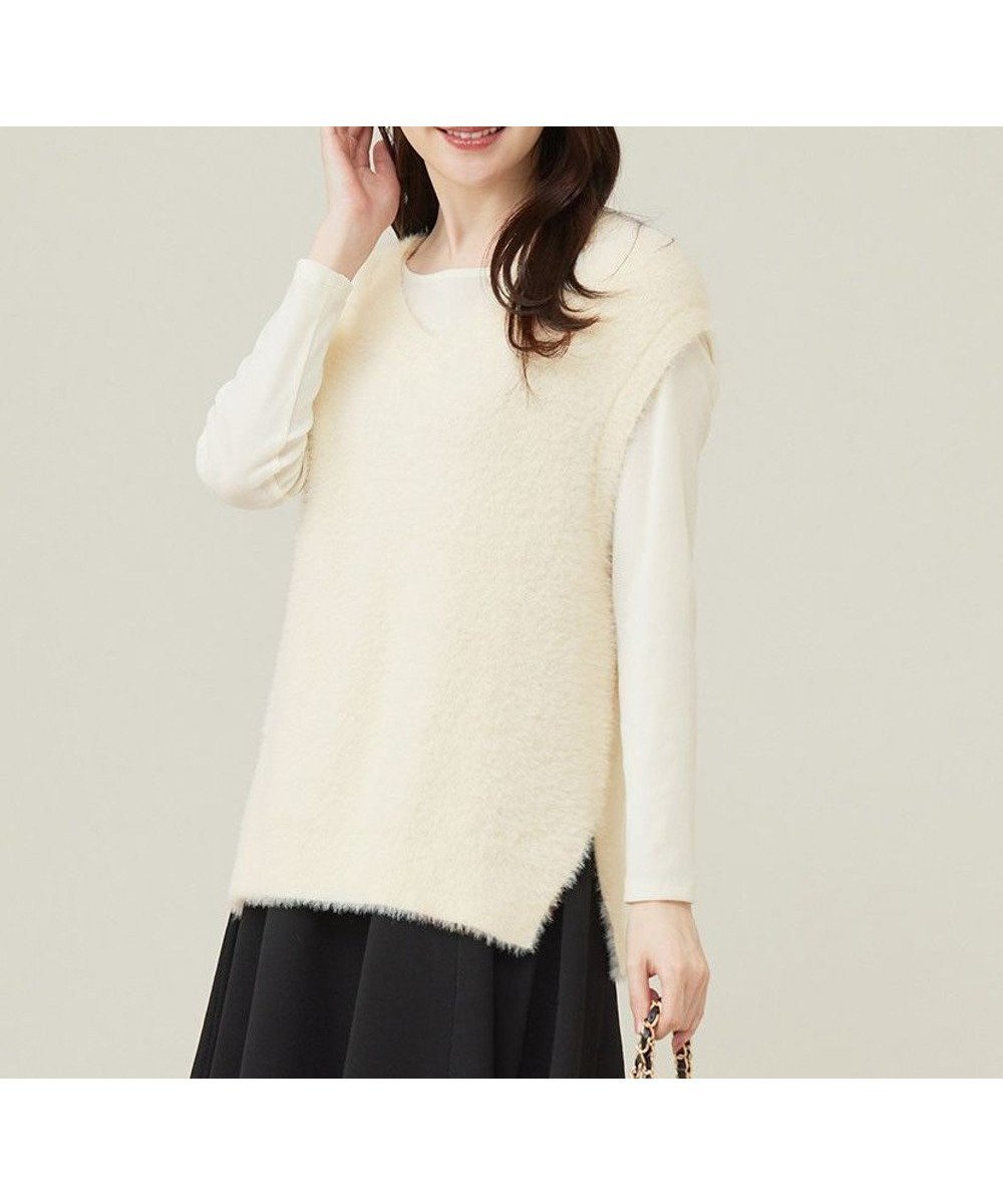 【エニィ スィス/any SiS】の【前後着用可】シャギーニット ベスト 人気、トレンドファッション・服の通販 founy(ファニー) 　ファッション　Fashion　レディースファッション　Fashion for Women　アウター　Coat / Outerwear Collection　トップス・カットソー　Cut & Sew Tops　ニット　Knit Tops & Sweaters　ベスト&ジレ / 重ね着スタイル　Vests & Gilets　アクリル　Acrylic Material　カットソー　Cut and Sewn Top　トレンド　Trend, Trending Now　フェザー　Feather, Feather Detail　フェミニン　Feminine, Girly　ベスト　Vest, Waistcoat　A/W・秋冬　Autumn/Winter　 other-1|ID: prp329100004655387 ipo3291000000033669388