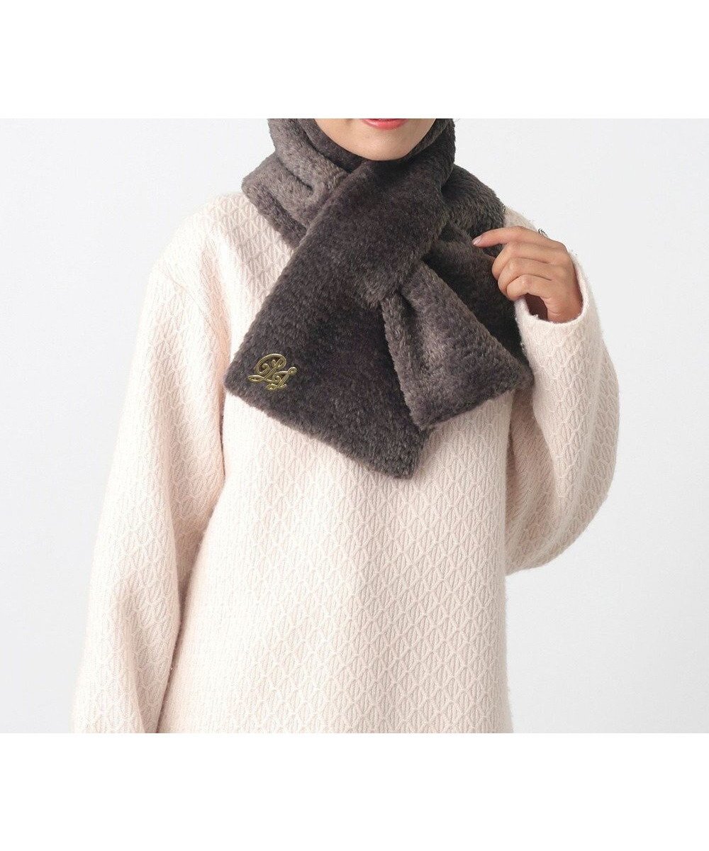 【ムーンバット/MOONBAT】のPAUL JOE ACCESSOIRES フェイクファーブローチマフラー インテリア・キッズ・メンズ・レディースファッション・服の通販 founy(ファニー) 　ファッション　Fashion　レディースファッション　Fashion for Women　マフラー・スヌード / 冬小物の定番　Scarves & Mufflers　アニマル　Animal Print　コレクション　Collection, Seasonal Line　スヌード　Snood, Infinity Scarf　パターン　Pattern, Design Print　フラワー　Flower, Floral　ブローチ　Brooch, Pin Brooch　帽子　Hat, Headwear　マフラー　Scarf, Muffler　モチーフ　Motif, Design Theme　ワイド　Wide, Wide Fit　A/W・秋冬　Autumn/Winter　ダークグレー|ID: prp329100004655417 ipo3291000000033669576