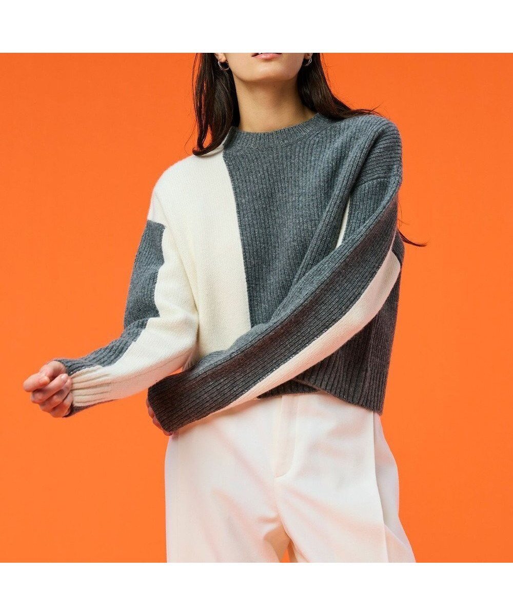 【ベイジ,/BEIGE,】のLAURIERS / ウールカシミヤバイカラーニット インテリア・キッズ・メンズ・レディースファッション・服の通販 founy(ファニー) 　ファッション　Fashion　レディースファッション　Fashion for Women　トップス・カットソー　Cut & Sew Tops　ニット　Knit Tops & Sweaters　おすすめ　Recommended / Our Picks　セーター　Sweater, Knitwear　バランス　Balance, Style Balance　ボトム　Bottoms, Lower Wear　A/W・秋冬　Autumn/Winter　Gray×Ecru|ID: prp329100004655427 ipo3291000000033669757