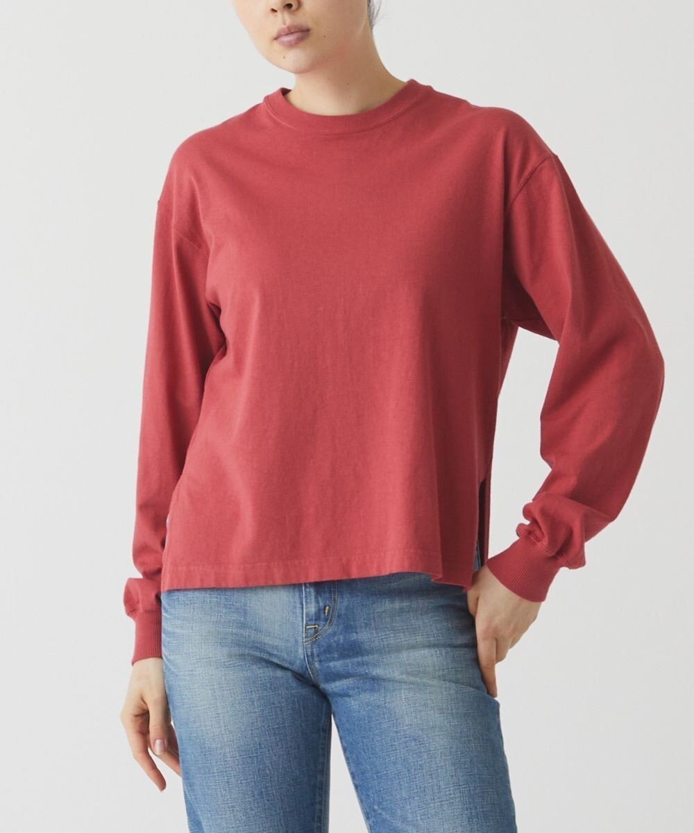 【サキュウ/caqu】のcaqu x good on short sleeve pocket tee サイドスリット入りL/S tee インテリア・キッズ・メンズ・レディースファッション・服の通販 founy(ファニー) ファッション Fashion レディースファッション Fashion for Women トップス・カットソー Cut & Sew Tops シャツ・ブラウス・オフィスカジュアル Elegant Blouses & Button-Ups ロングTシャツ・Tシャツ Longline T-Shirts & Tees カットソー・ベーシックTシャツ Cut-and-Sewn Tops / Stretch Tees & Basics カットソー Cut and Sewn Top ジーンズ Jeans, Denim Pants スリット Slit, Slit Detail リラックス Relax, Relaxed Fit A/W・秋冬 Autumn/Winter S/S・春夏 SS, Spring/Summer, Warm Season 夏 Summer dark pink|ID: prp329100004655497 ipo3291000000033670881