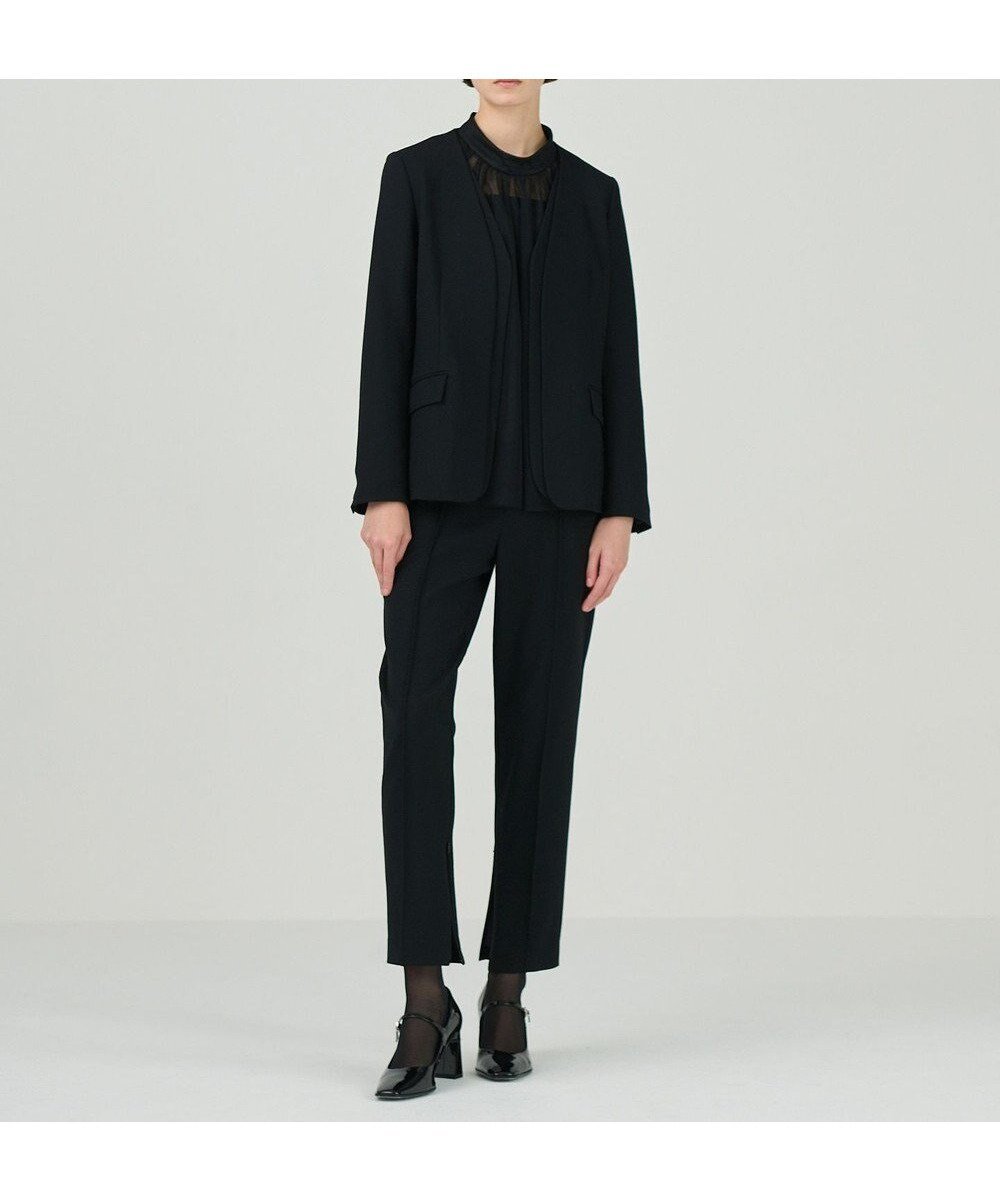 【グレース コンチネンタル/GRACE CONTINENTAL】のノーカラーレイヤードジャケット インテリア・キッズ・メンズ・レディースファッション・服の通販 founy(ファニー) 　ファッション　Fashion　レディースファッション　Fashion for Women　アウター　Coat / Outerwear Collection　レディースジャケット・軽アウター　Jackets　ノーカラージャケット / シンプル上品コーデ　Collarless Jackets　カットソー　Cut and Sewn Top　シンプル　Simple, Minimal　ジャケット　Jacket, Outerwear　ストレッチ　Stretch, Stretchy Fabric　スマート　Smart, Elegant　スリット　Slit, Slit Detail　セットアップ　Set-Up, Coordinated Outfit　夏　Summer　S/S・春夏　SS, Spring/Summer, Warm Season　A/W・秋冬　Autumn/Winter　ブラック|ID: prp329100004655532 ipo3291000000033671355