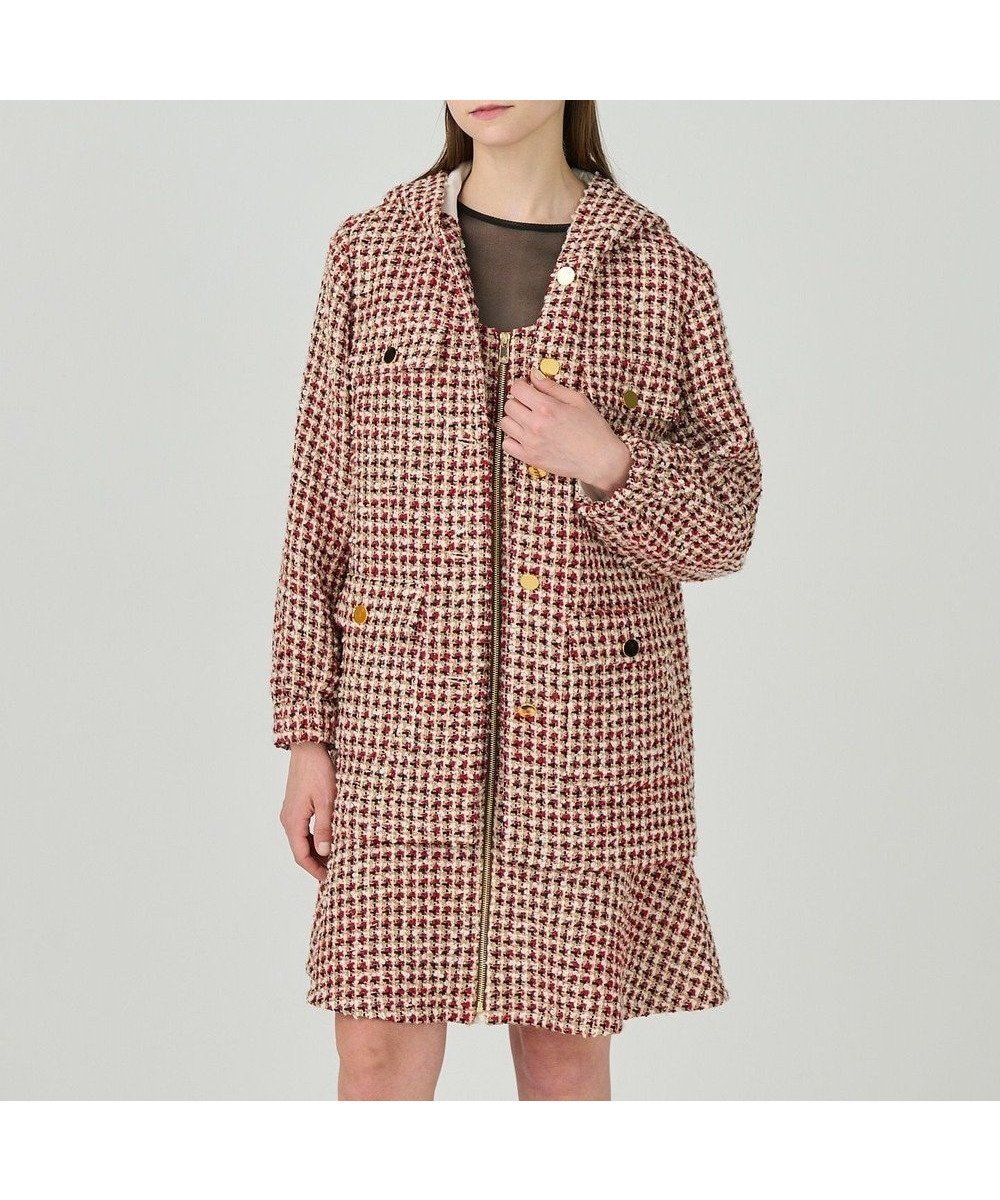 【グレース コンチネンタル/GRACE CONTINENTAL】のツイードフードコート 人気、トレンドファッション・服の通販 founy(ファニー) 　ファッション　Fashion　レディースファッション　Fashion for Women　アウター　Coat / Outerwear Collection　コート・ロングコート・ピーコート　Long Coats, Peacoats & More　レディースジャケット・軽アウター　Jackets　イタリア　Italy　ジャケット　Jacket, Outerwear　セットアップ　Set-Up, Coordinated Outfit　ダウン　Down, Puffer　ツイード　Twill, Twill Weave　デニム　Denim, Jeans Material　ワイド　Wide, Wide Fit　A/W・秋冬　Autumn/Winter　おすすめ　Recommended / Our Picks　エレガント 上品　Elegant　 other-1|ID: prp329100004655656 ipo3291000000033673066