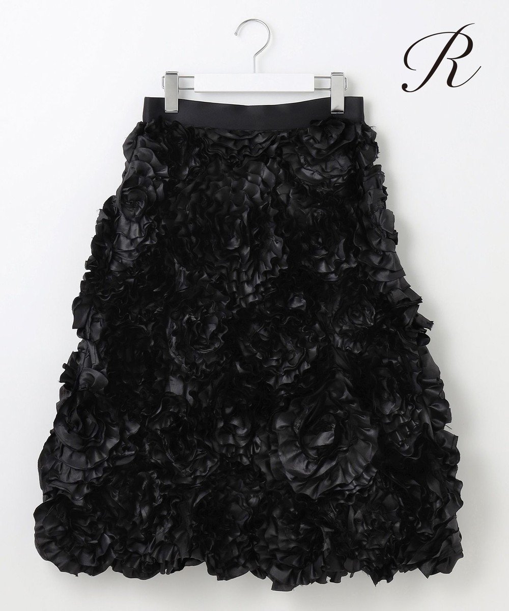 【23区/NIJYUSANKU】の【R(アール)】サテンエンブロイダリー スカート インテリア・キッズ・メンズ・レディースファッション・服の通販 founy(ファニー) 　ファッション　Fashion　レディースファッション　Fashion for Women　スカート　Skirts　インド　Indian Textile　コレクション　Collection, Seasonal Line　シンプル　Simple, Minimal　タフタ　Taffeta, Structured Fabric　人気　Popular, Best Seller　フリル　Frill, Ruffle　A/W・秋冬　Autumn/Winter　冬　Winter / This Winter　2024年　2024　2024-2025秋冬・A/W　Autumn/Winter 2024–25 AW24–25　ブラック系|ID: prp329100004655682 ipo3291000000033673242