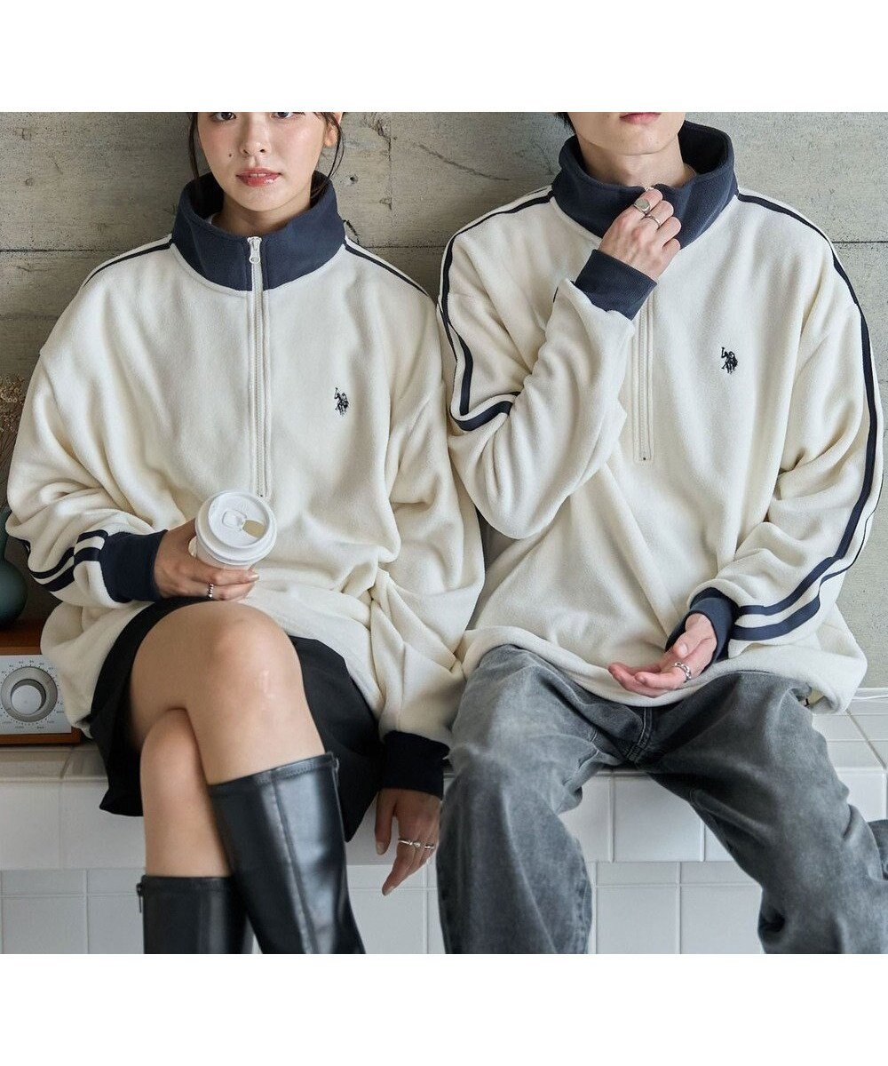 【ウィゴー/WEGO】の【ユニセックス着用ITEM】USPOLOフリースハーフジッププルオーバー インテリア・キッズ・メンズ・レディースファッション・服の通販 founy(ファニー) 　ファッション　Fashion　レディースファッション　Fashion for Women　トップス・カットソー　Cut & Sew Tops　レディースパーカー・カジュアルフーディー　Casual Hoodies & Sweatshirts　カジュアルプルオーバー・ニットトップス　Pullovers & Knit Tops / Casual Pullovers　スウェット・クルーネックトップス　Sweatshirts & Crewnecks / Relaxed Fit Sweat Tops　インナー　Innerwear　秋　Autumn　ショーツ　Shorts, Short Pants　スウェット / スエット　Sweatshirt, Sweatwear　スマホ　Smartphone, Mobile Device　タートル　Turtleneck, Turtle Collar　デニム　Denim, Jeans Material　トレンド　Trend, Trending Now　ハーフ　Half, Half-Length　メンズ　Men's, Menswear　無地　Plain, Solid Color　ワンポイント　One Point, Statement Accent　冬　Winter / This Winter　A/W・秋冬　Autumn/Winter　おすすめ　Recommended / Our Picks　ホワイト|ID: prp329100004655759 ipo3291000000033674135