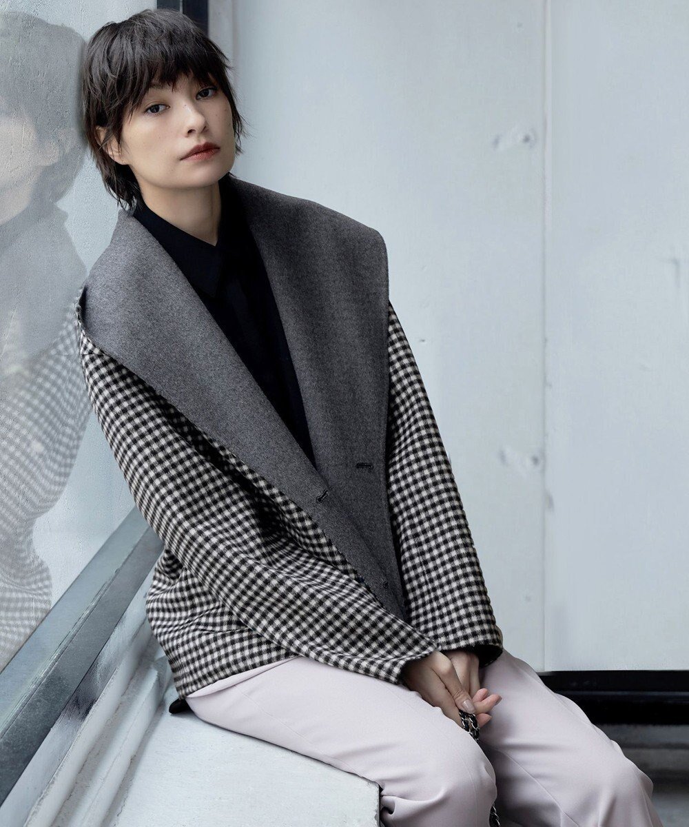 【アイシービー/iCB】のWoolRever ショートコート インテリア・キッズ・メンズ・レディースファッション・服の通販 founy(ファニー) 　ファッション　Fashion　レディースファッション　Fashion for Women　アウター　Coat / Outerwear Collection　コート・ロングコート・ピーコート　Long Coats, Peacoats & More　レディースジャケット・軽アウター　Jackets　カッティング　Cutting Detail　キュプラ　Cupro, Eco Fabric　今季　This Season, Current Season　ショート　Short, Short Length　ジャケット　Jacket, Outerwear　ダブル　Double, Double-Breasted　トライアングル　Triangle, Triangular Shape　バランス　Balance, Style Balance　フェイス　Face, Facial Design　フォルム　Silhouette, Form　ロング　Long, Long-Length　A/W・秋冬　Autumn/Winter　2024年　2024　エレガント 上品　Elegant　2024-2025秋冬・A/W　Autumn/Winter 2024–25 AW24–25　チェック系|ID: prp329100004655843 ipo3291000000033675105