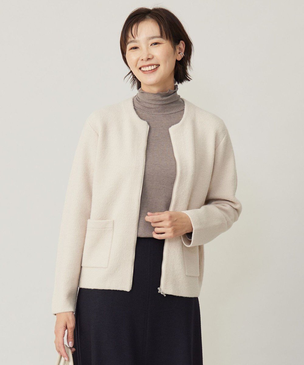 【ジェイ プレス/J.PRESS】の【洗える】BOUCLE ニット アウター インテリア・キッズ・メンズ・レディースファッション・服の通販 founy(ファニー) 　ファッション　Fashion　レディースファッション　Fashion for Women　アウター　Coat / Outerwear Collection　レディースジャケット・軽アウター　Jackets　洗える　Machine Washable　コーディガン　Coatigan, Knit Coat　ジャケット　Jacket, Outerwear　ストレッチ　Stretch, Stretchy Fabric　ストール　Stole, Wrap　タートルネック　Turtleneck, High Neck　ダブル　Double, Double-Breasted　フェイス　Face, Facial Design　ポケット　Pocket, Pocket Detail　マフラー　Scarf, Muffler　ラウンド　Round, Round Neck　A/W・秋冬　Autumn/Winter　エレガント 上品　Elegant　ベージュ系|ID: prp329100004655894 ipo3291000000033675778